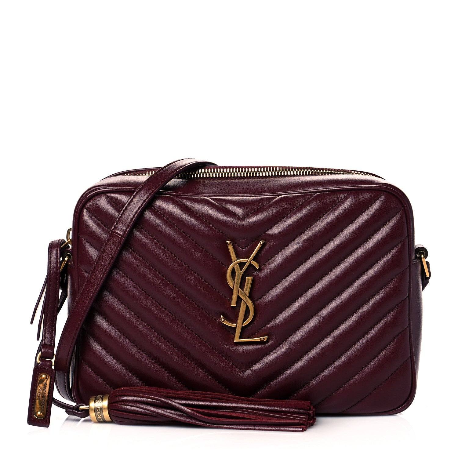Saint Laurent Calfskin Matelasse Monogram Lou Camera Bag Dark Legion Red 1 of 10