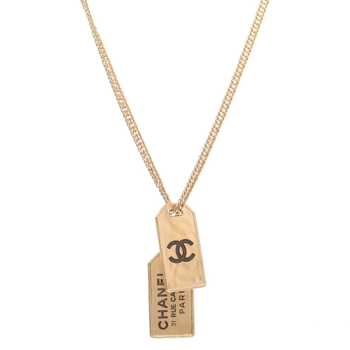 ID Dog Tag Charm Necklace Gold