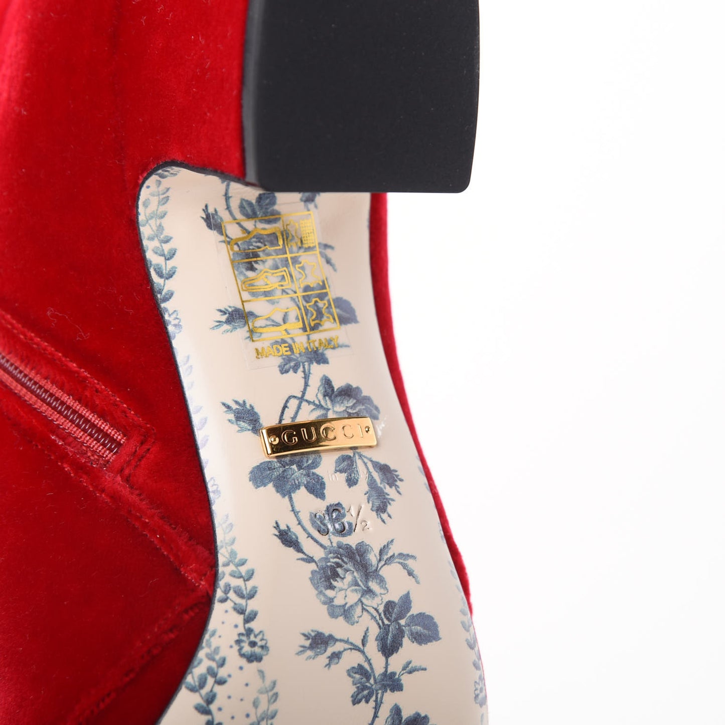 Softy Velvet Malaga Kid GG Victoire 55mm Ankle Boots 36.5 Hibiscus Red