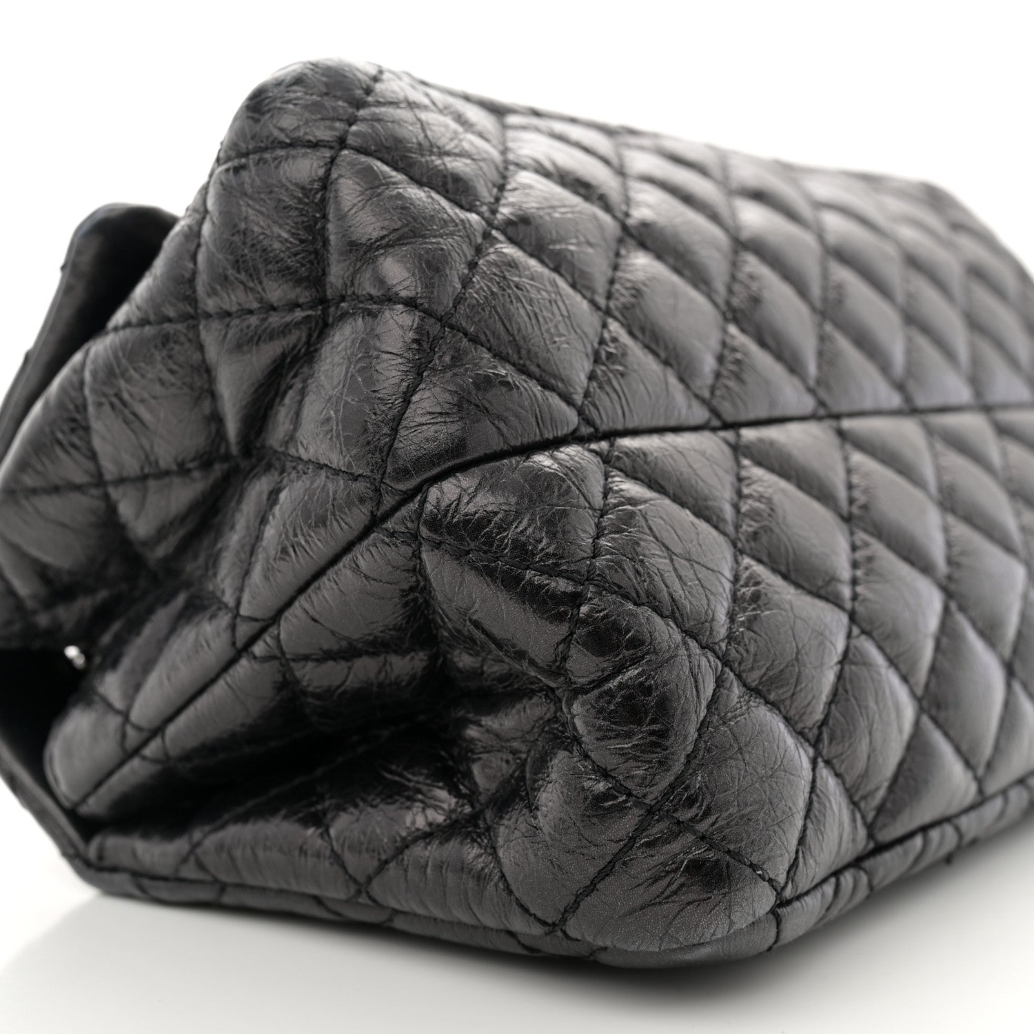 Chanel Shiny Aged Calfskin Quilted Accordion Reissue 2.55 Flap So Black 9 of 11