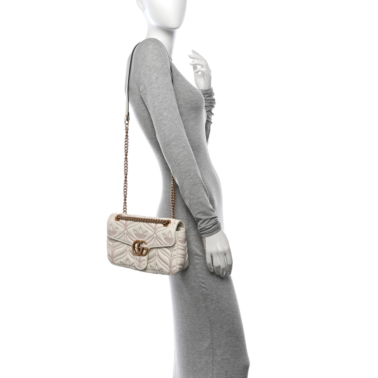X ADIDAS Calfskin Matelasse Small GG Marmont Shoulder Bag Off White