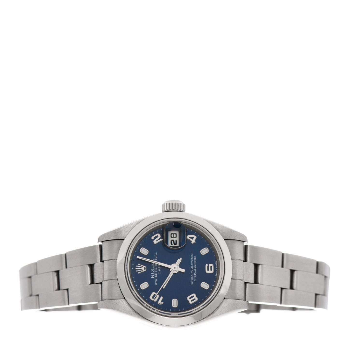 Stainless Steel 26mm Oyster Perpetual Date Watch Blue 79160