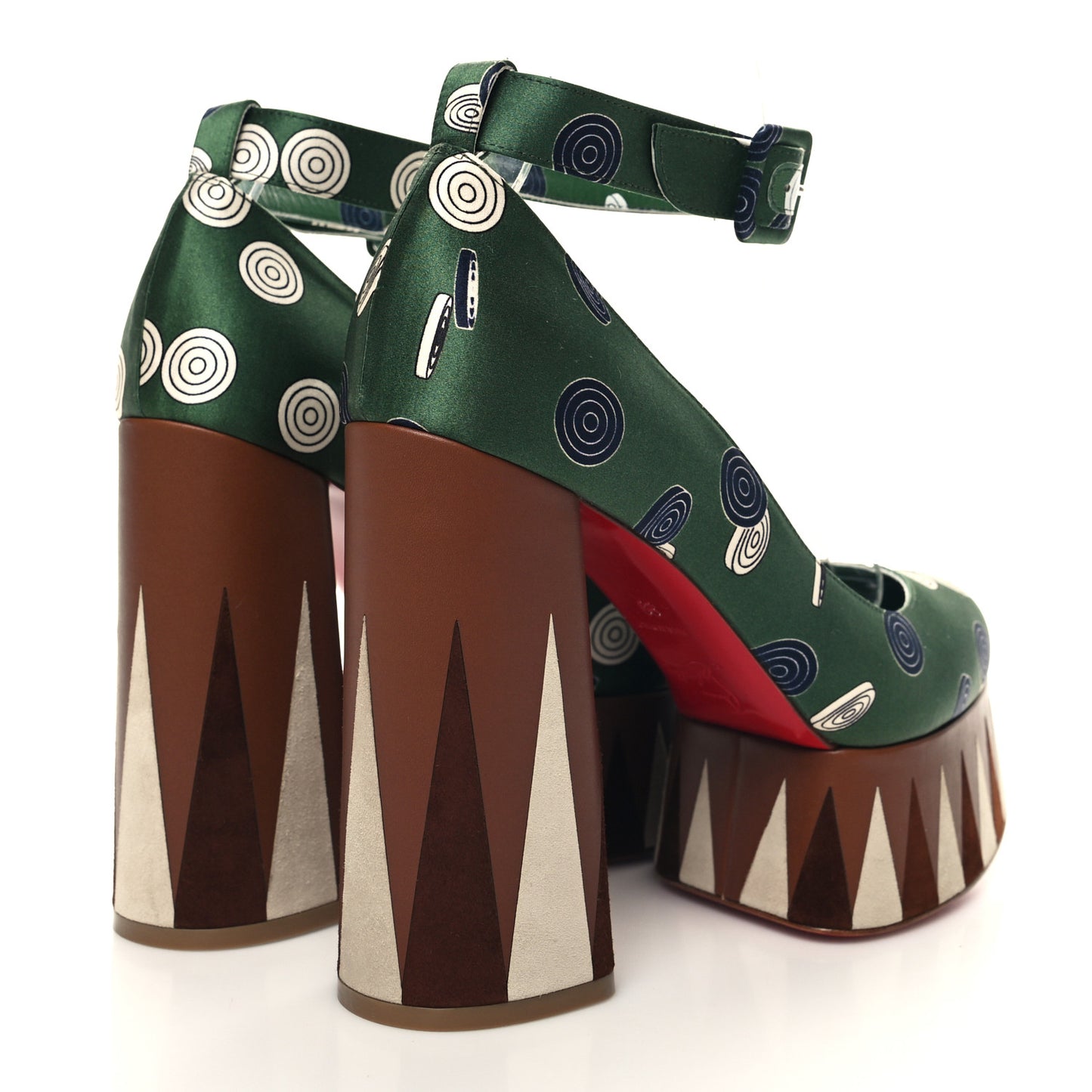 Silk Printed Yazefir 130mm Platform Pumps 39 Green Brown