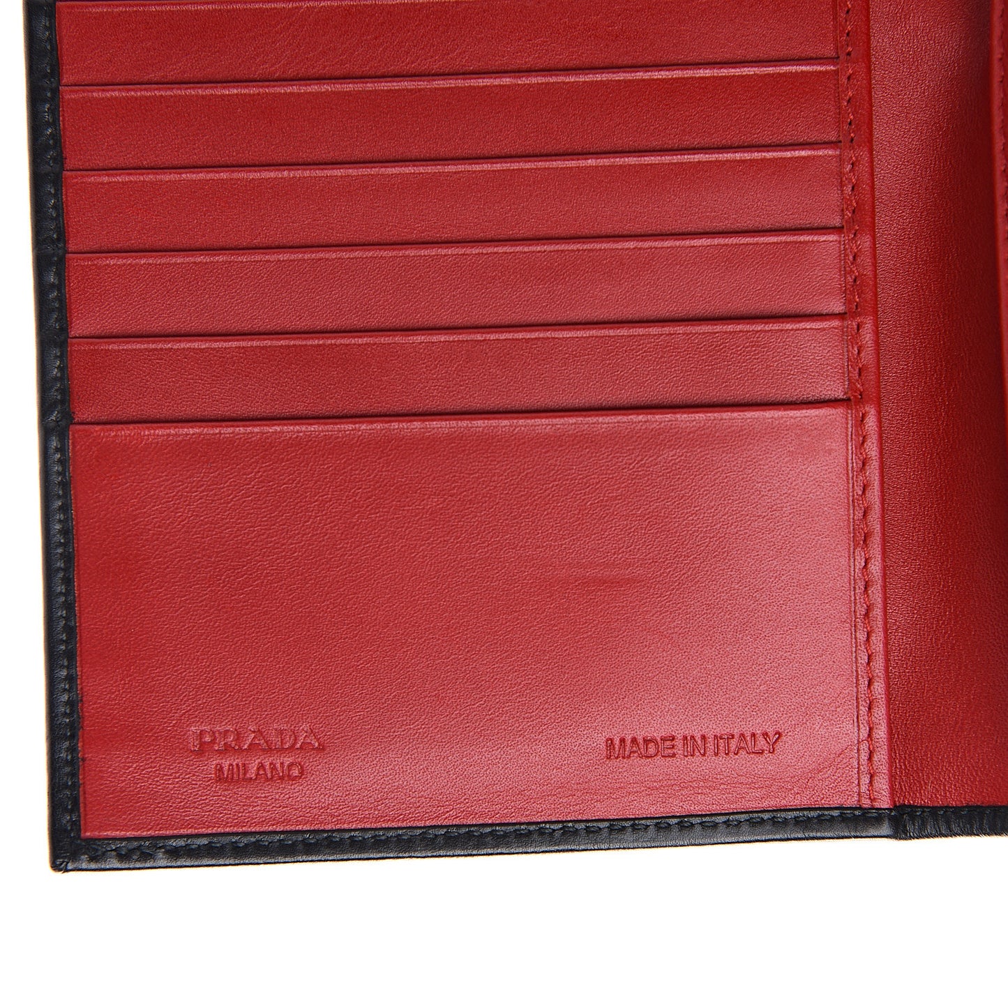 Soft Calfskin Strip Tri-Fold Compact Wallet Black