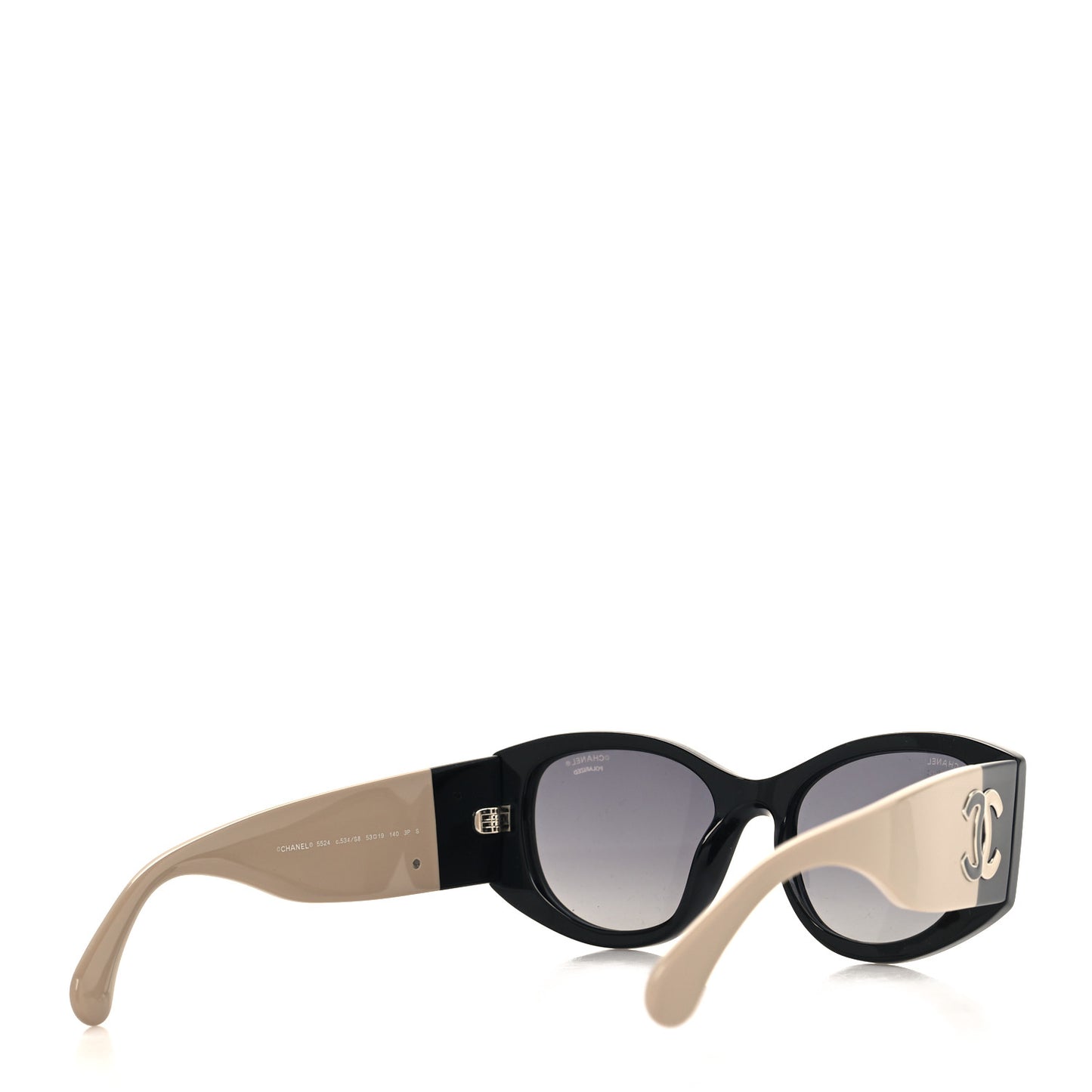 Acetate Oval Sunglasses 5524 Black Beige