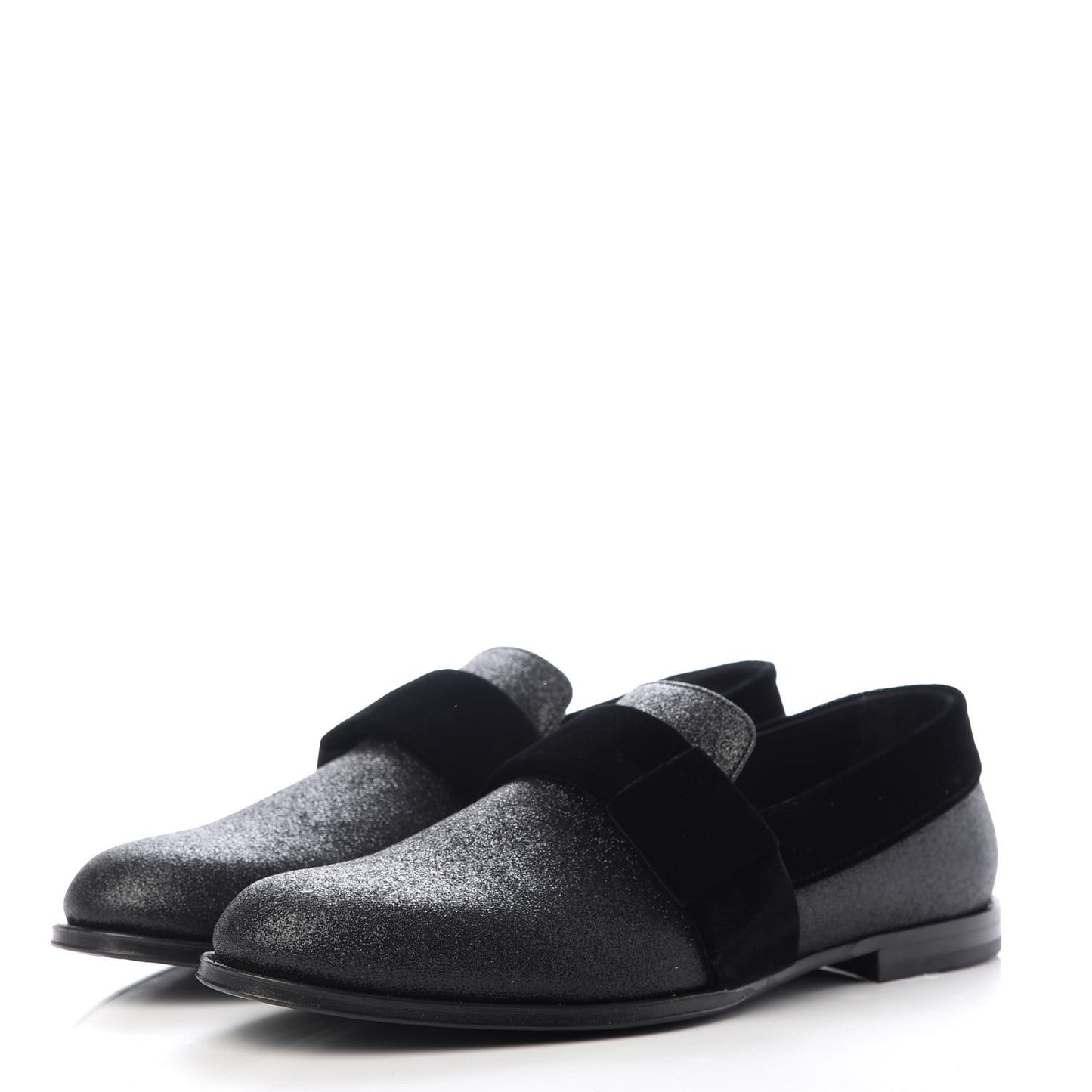 Glitter Velvet Mens John Slip On Loafers 40.5 Black