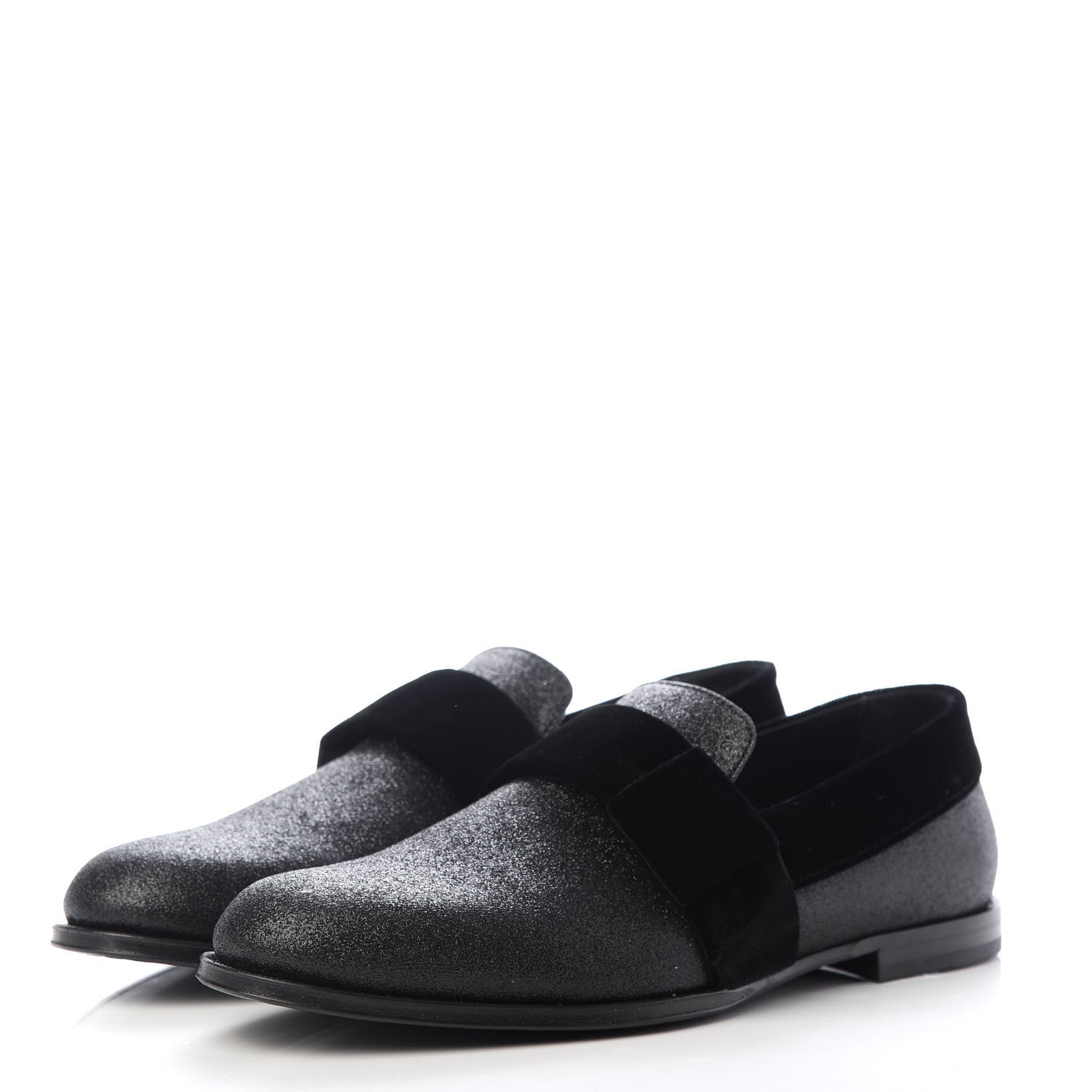 Jimmy Choo Glitter Velvet Mens John Slip On Loafers 40.5 Black 3 of 10