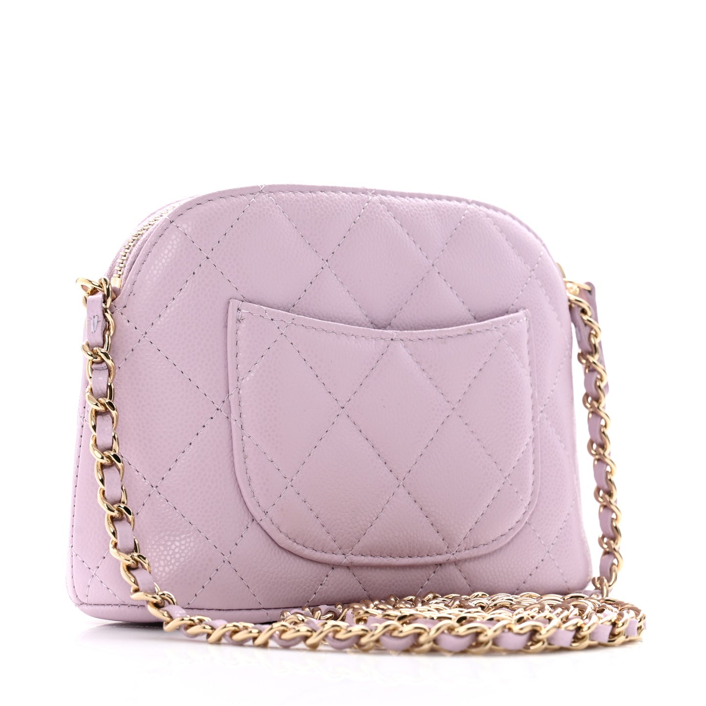 Caviar Quilted Clutch with Chain Light Purple