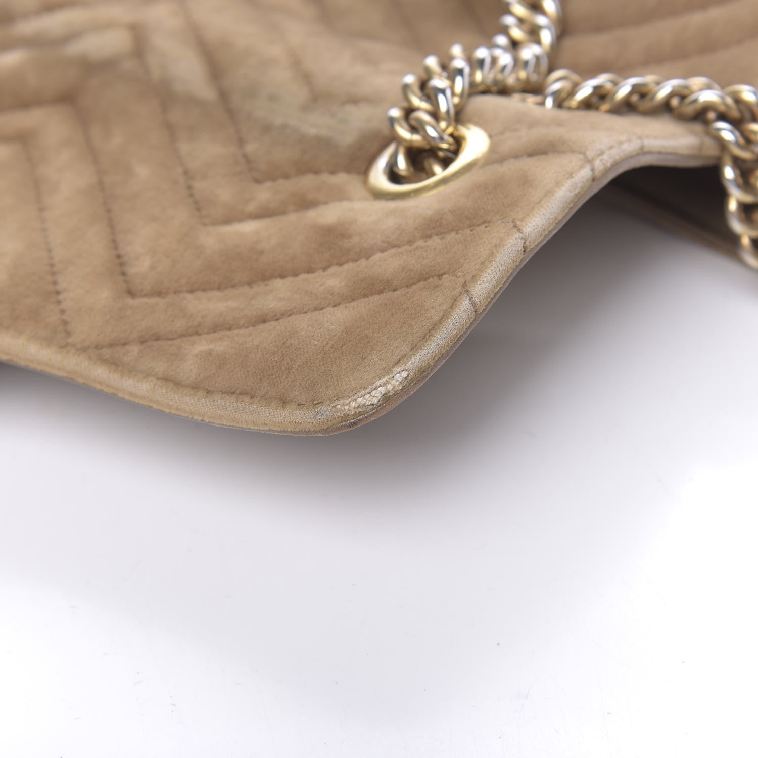 Gucci Velvet Matelasse Small GG Marmont Shoulder Bag Taupe 7 of 29