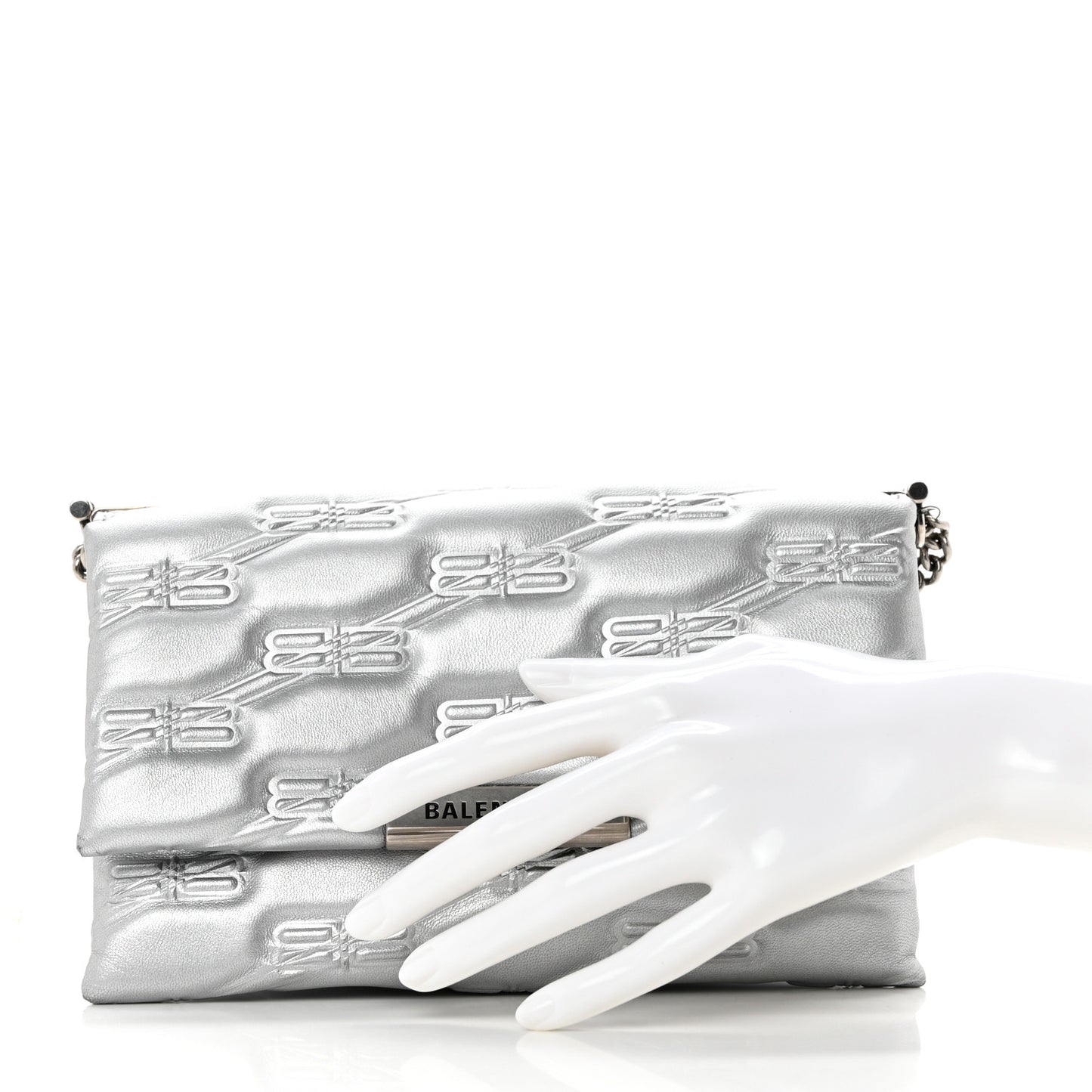 Nappa Allover License BB Monogram Embossed Small Triplet Bag Silver