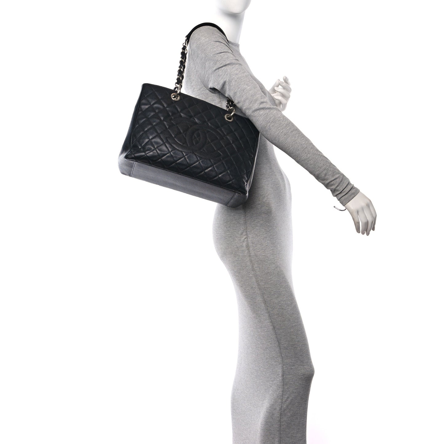 Caviar Quilted Grand Shopping Tote GST Black