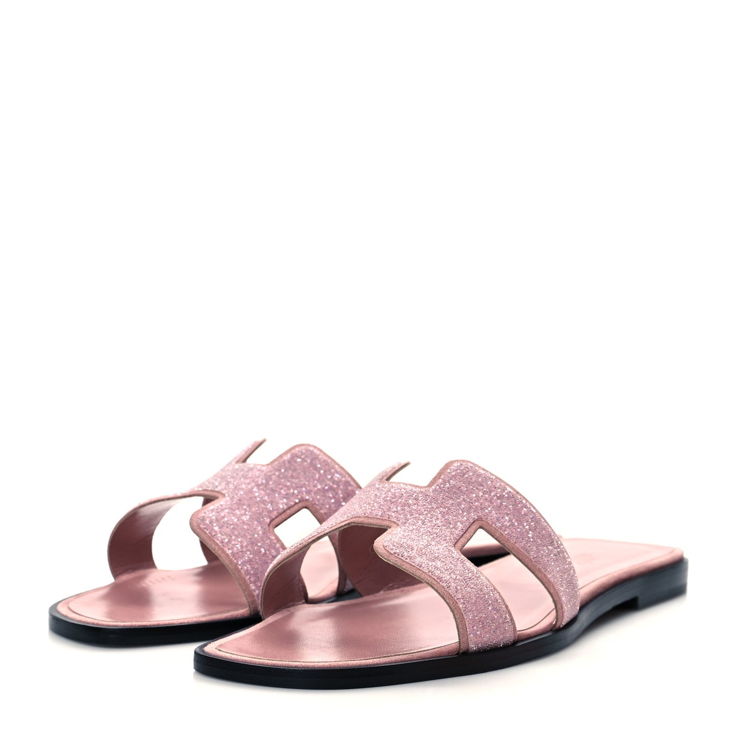 Suede Goatskin Crystal Powder Oran Sandals 38.5 Rose