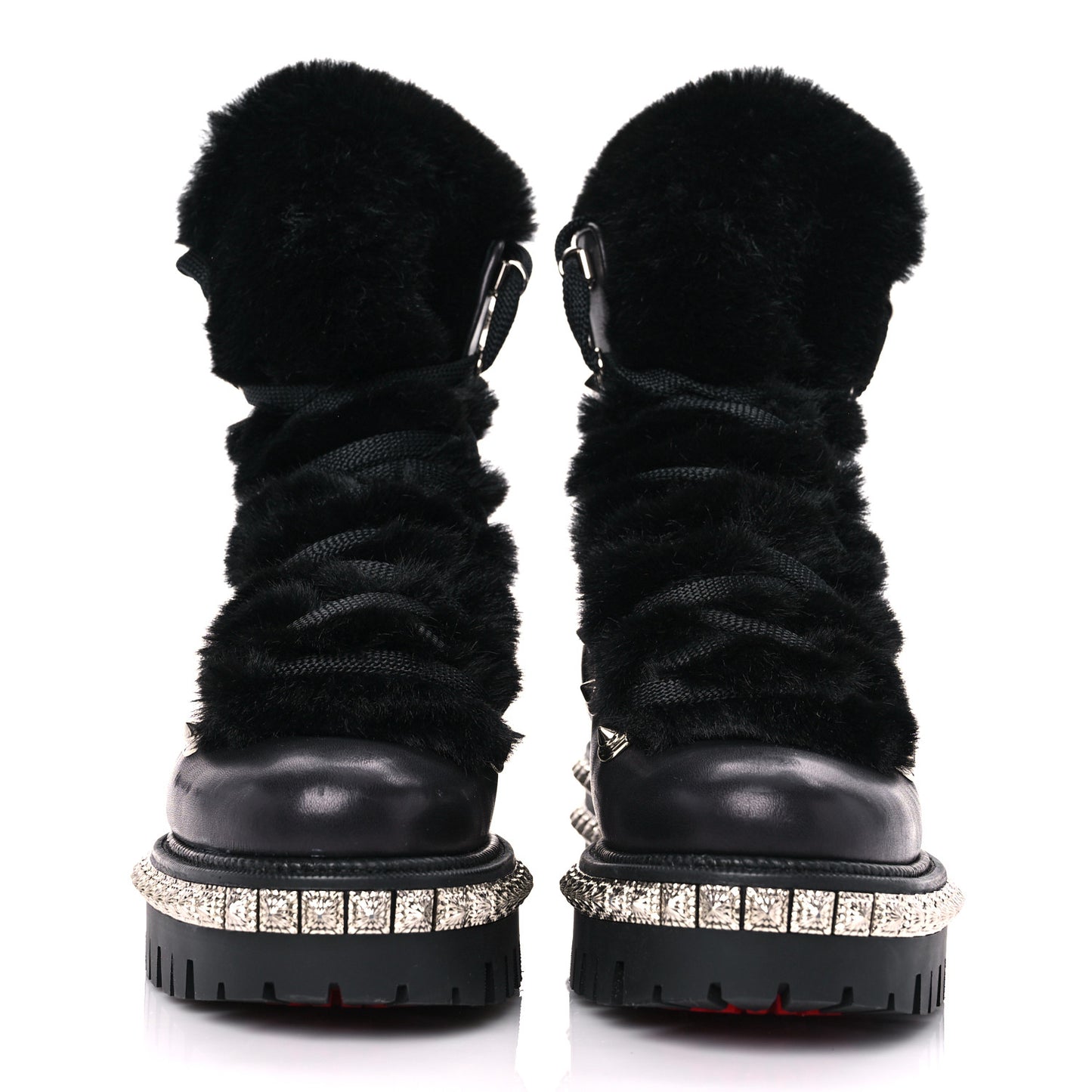 Calfskin Studded Shearling Yeti Donna Boots 36 Black