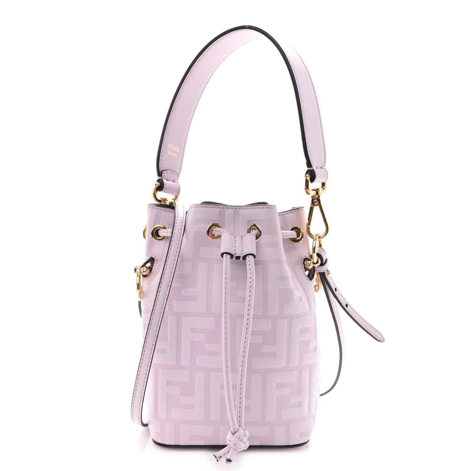 Fendi Vitello Termosport F is Fendi FF 1974 Embossed Mini Mon Tresor Bucket Bag Anemone 1 of 10