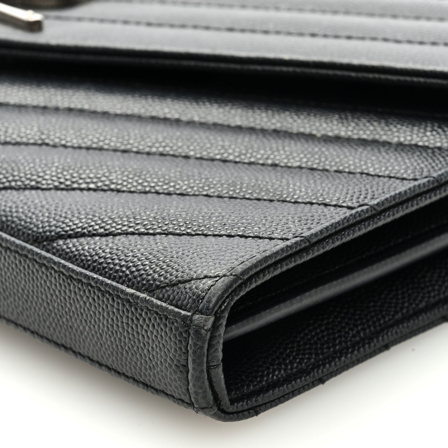 Grain De Poudre Matelasse Chevron Monogram Chain Wallet Black