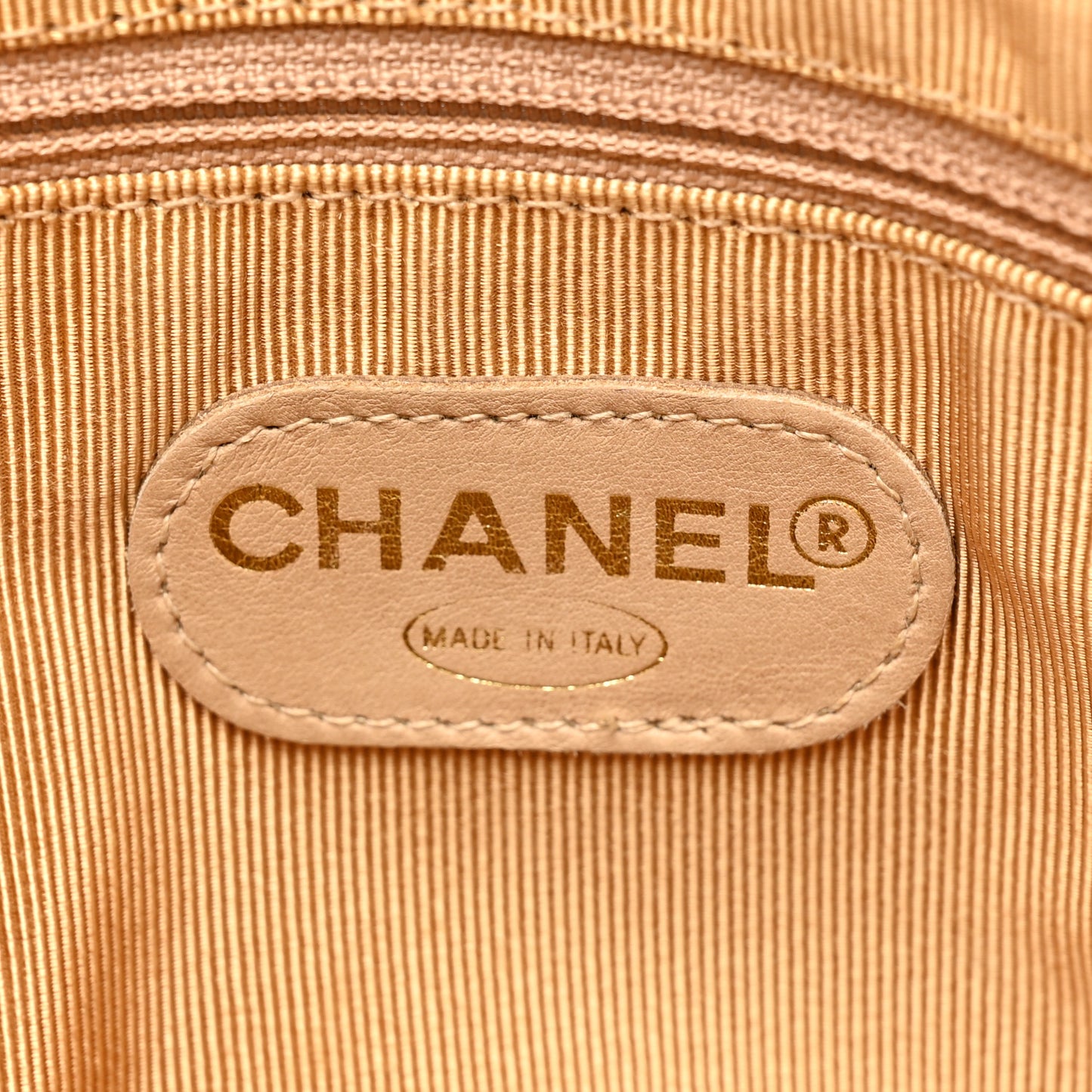 Caviar Logo Shoulder Bag Beige