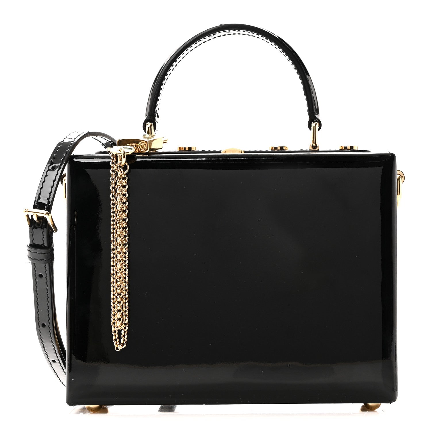 Dolce & Gabbana Patent Dolce Box Handbag Black 1920383 – FASHIONPHILE
