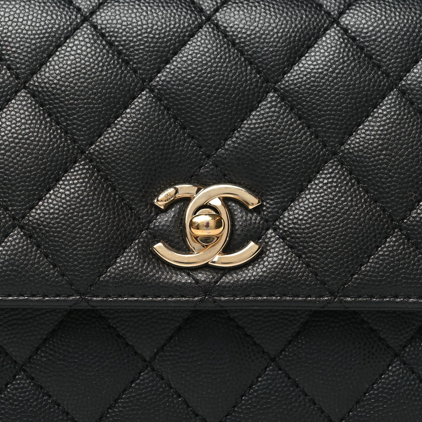 Caviar Quilted Mini Coco Handle Flap Black