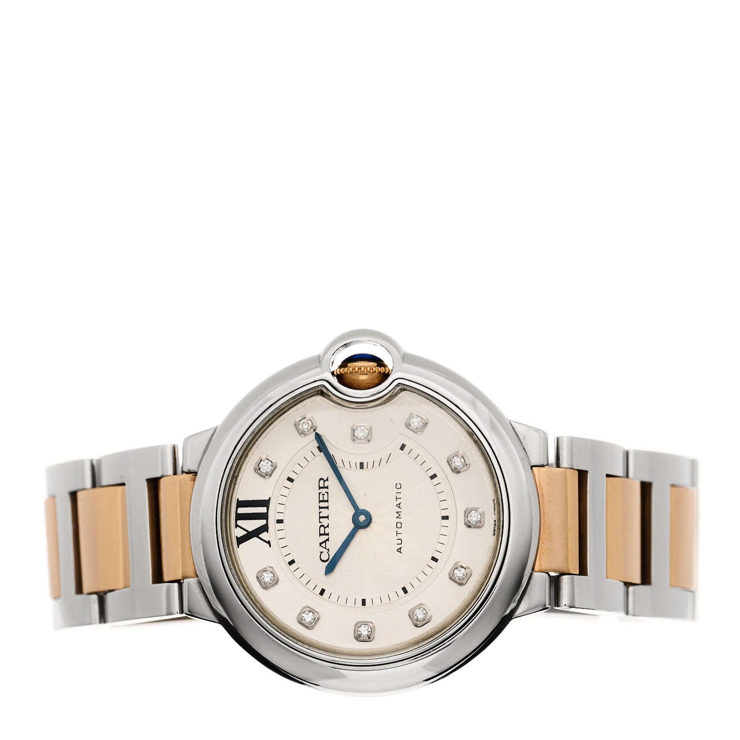 Stainless Steel 18K Pink Gold Diamond 36mm Ballon Bleu De Cartier Automatic Watch