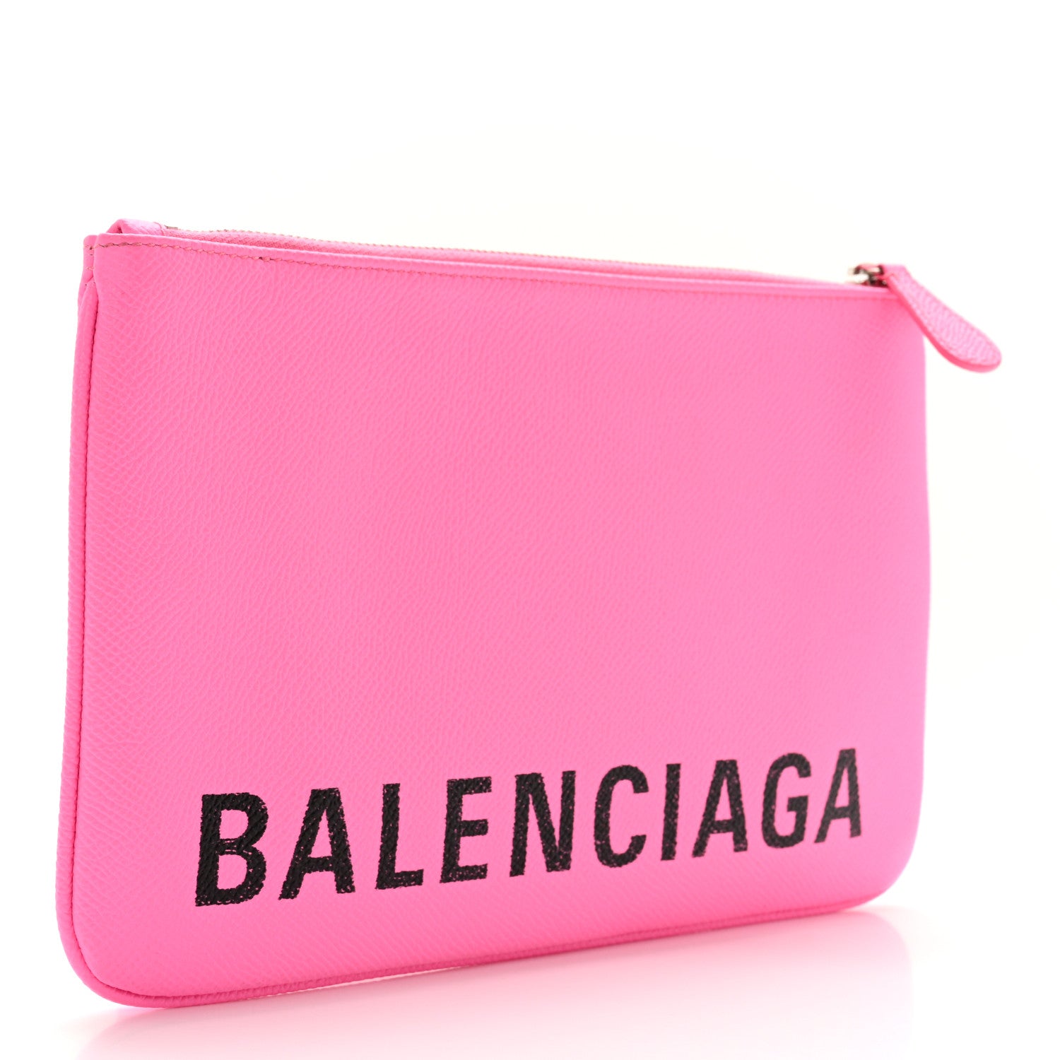 Balenciaga Calfskin Logo Zip Pouch Acid Pink Light Black 3 of 12