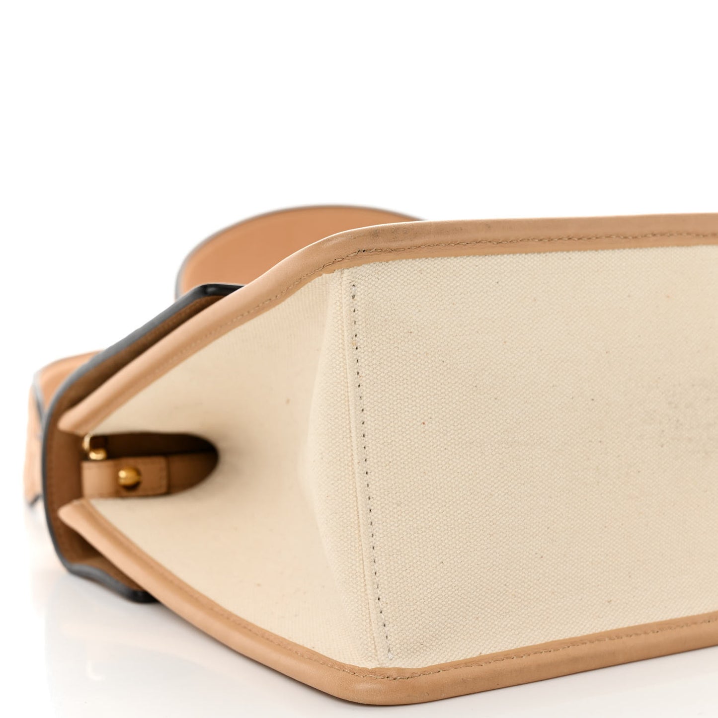 Vitello Cristallo Nature Canvas FF 1974 Embossed Kan U Shoulder Bag Makeup Grezzo