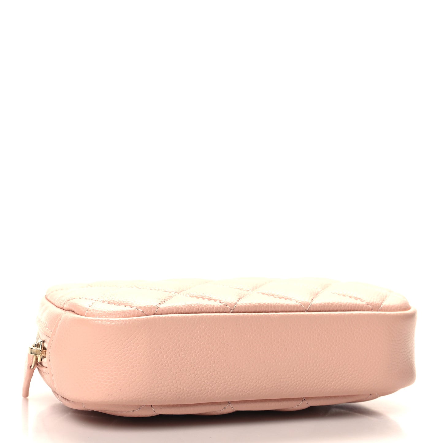 Caviar Quilted Small Curvy Pouch Cosmetic Case Light Pink