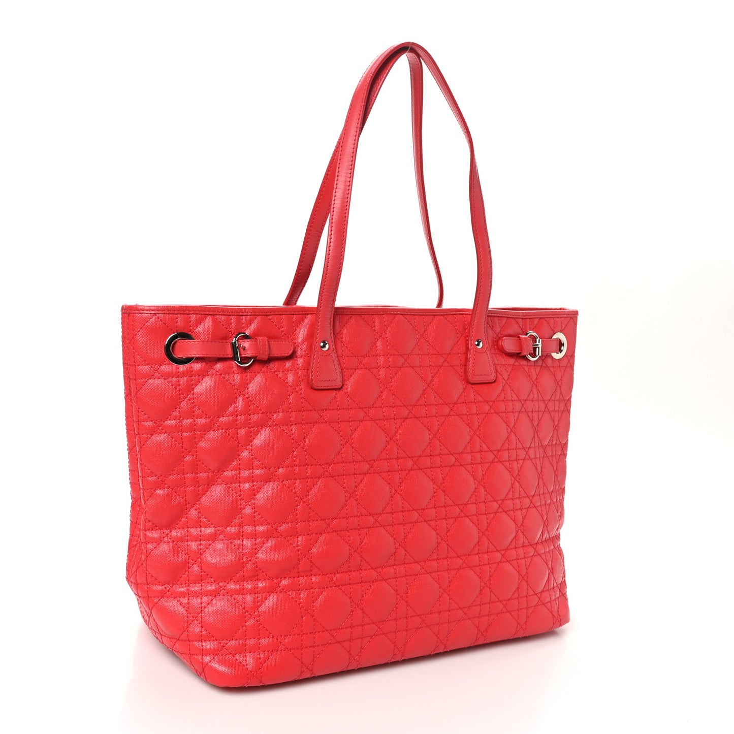 Coated Canvas Cannage Medium Panarea Tote Red