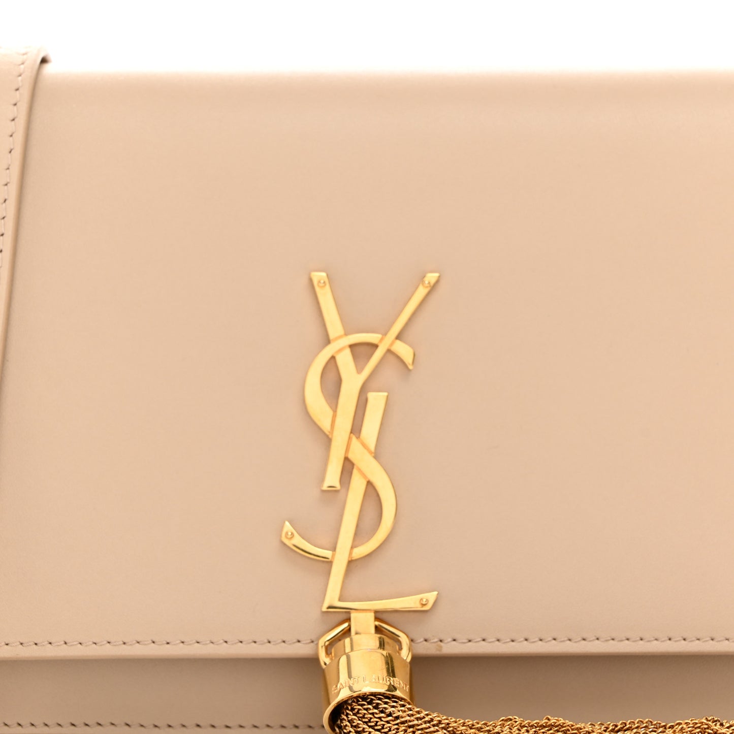 Smooth Calfskin Classic Monogram Kate Tassel Chain Wallet Dark Beige