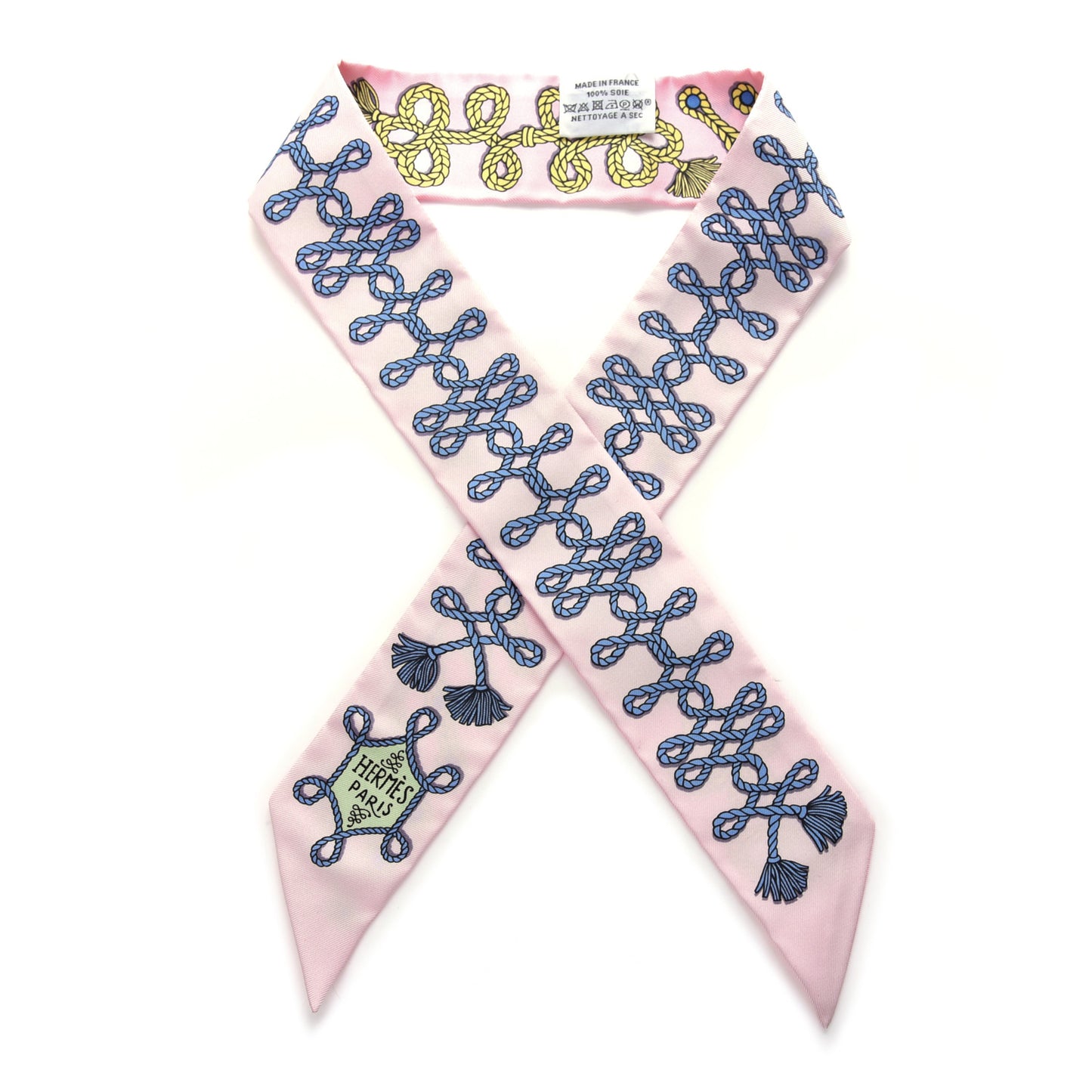 Silk Galons Et Brandebourg Twilly Rose Pale Bleu Jean