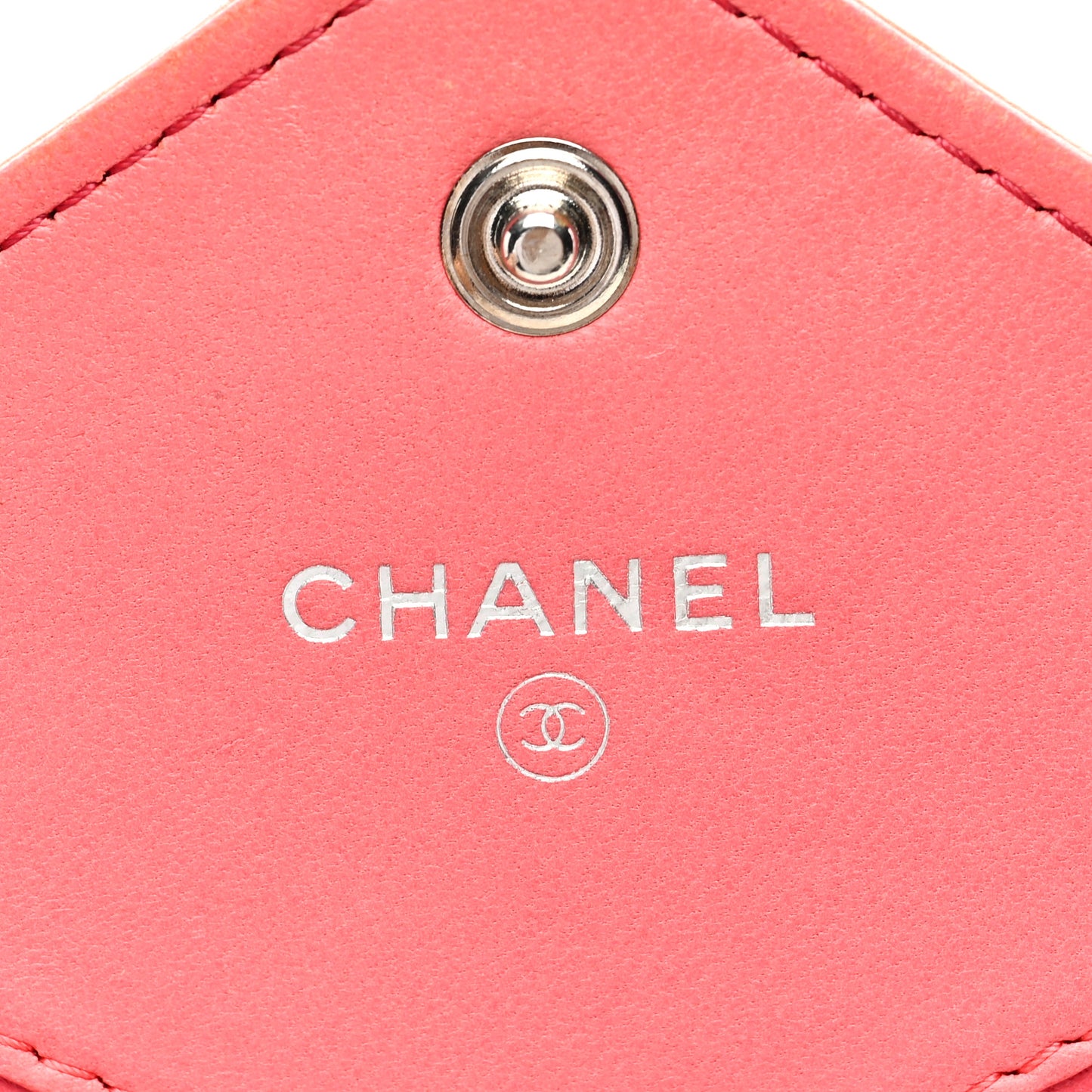 Lambskin Chevron Wallet On Chain WOC Dark Pink Multicolor