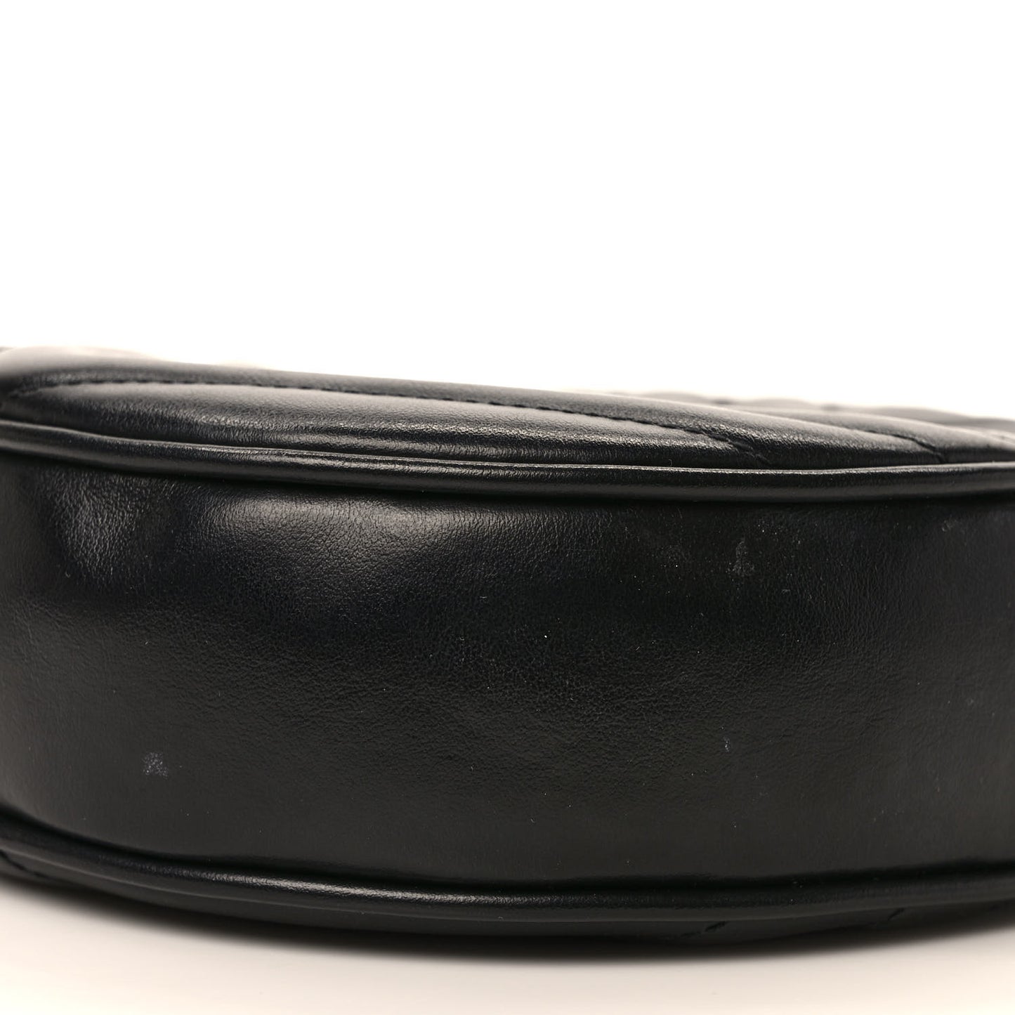 Calfskin Matelasse Chevron Round Vinyle Camera Bag Black