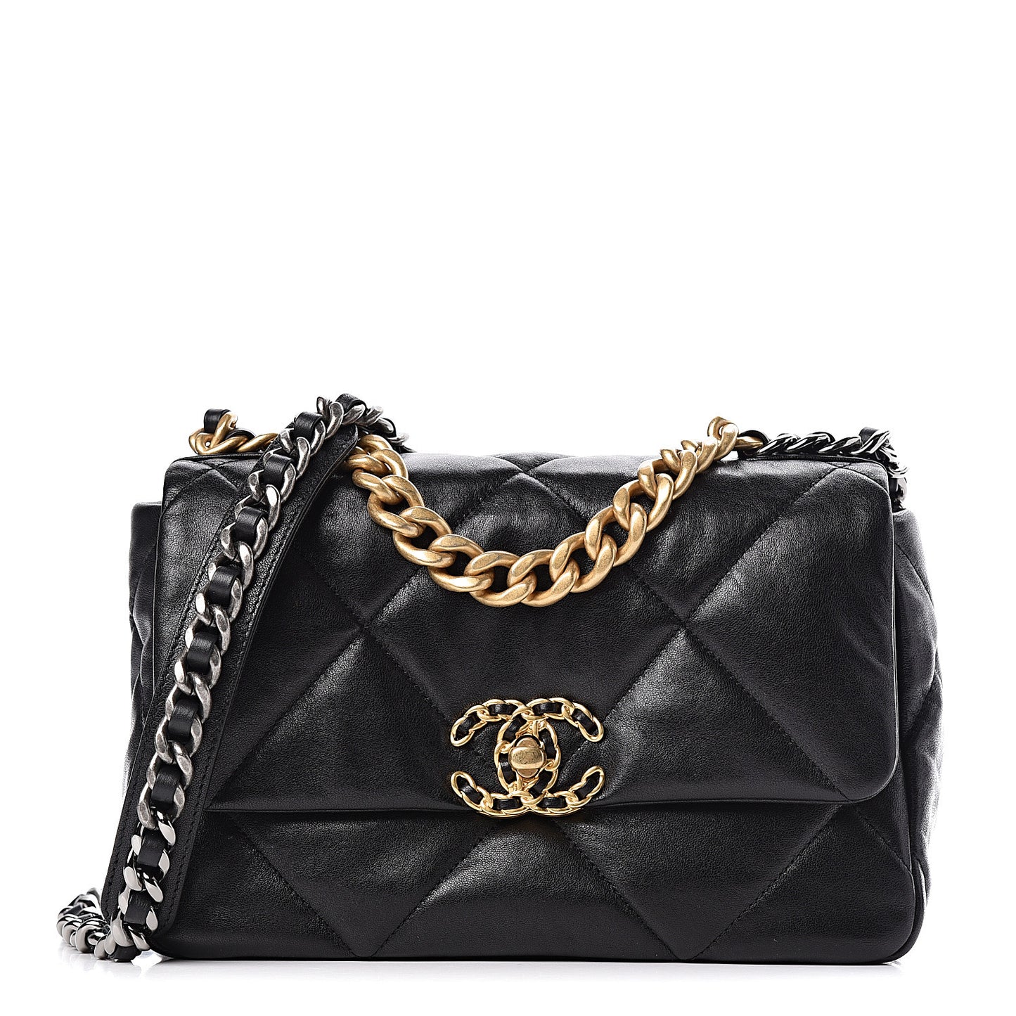 Lambskin Quilted Medium 19 Flap Black