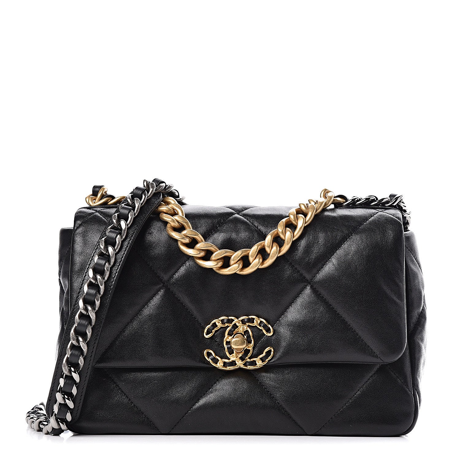 Chanel Lambskin Quilted Medium 19 Flap Black 1 of 11