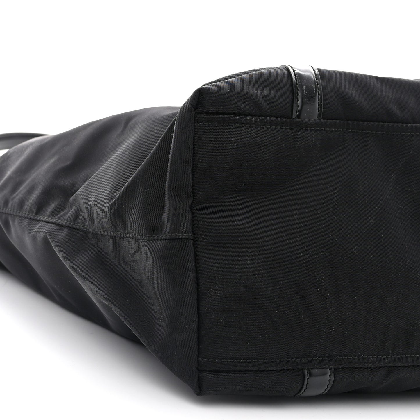 Tessuto Nylon Calfskin Shopping Tote Black