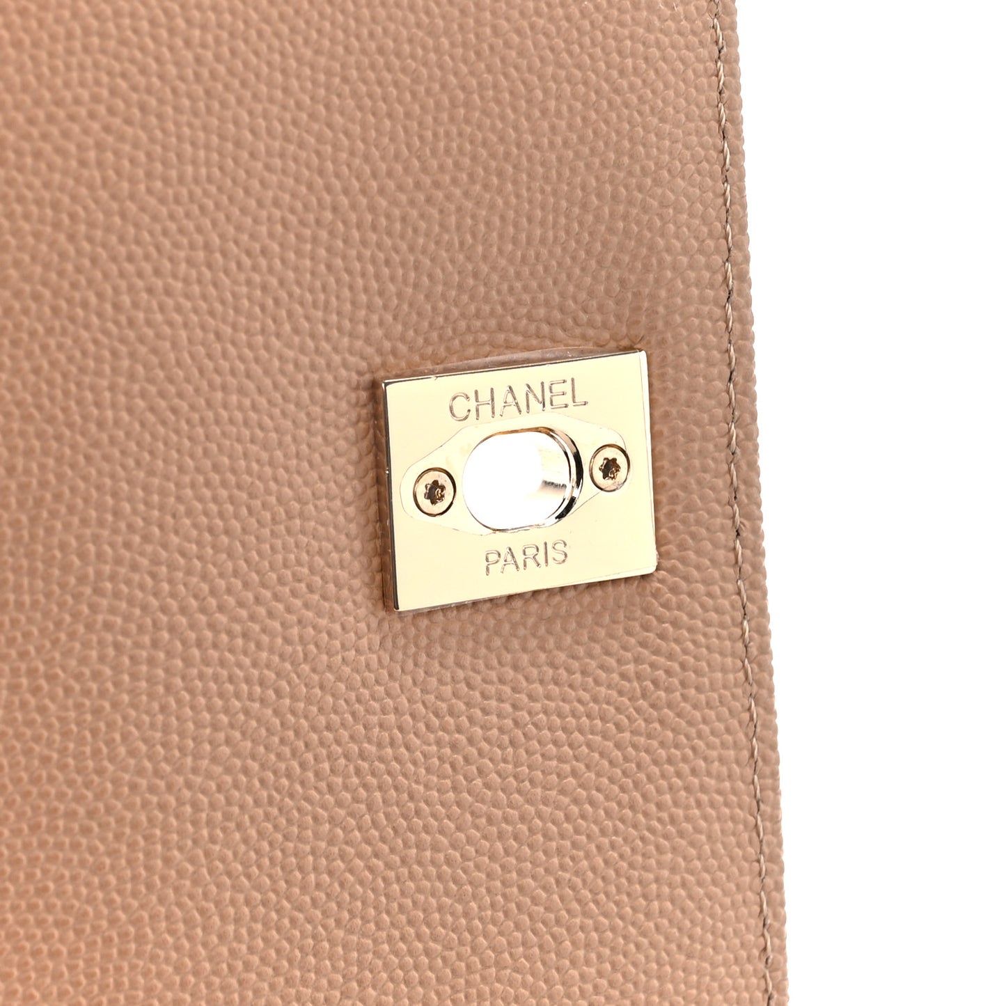 Caviar Chevron Quilted Medium Coco Handle Flap Beige