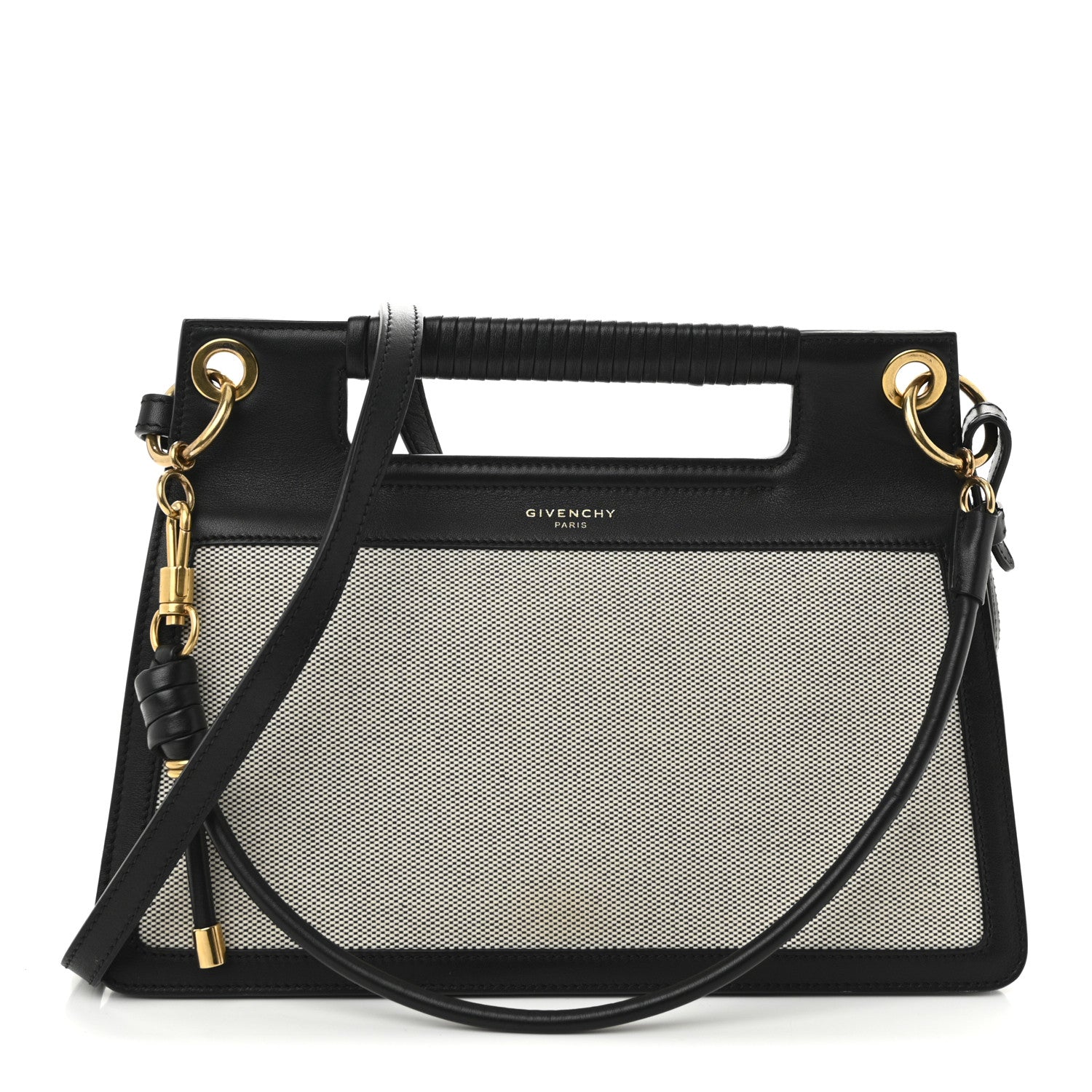 Givenchy Canvas Calfskin Medium Whip Top Handle Crossbody Natural