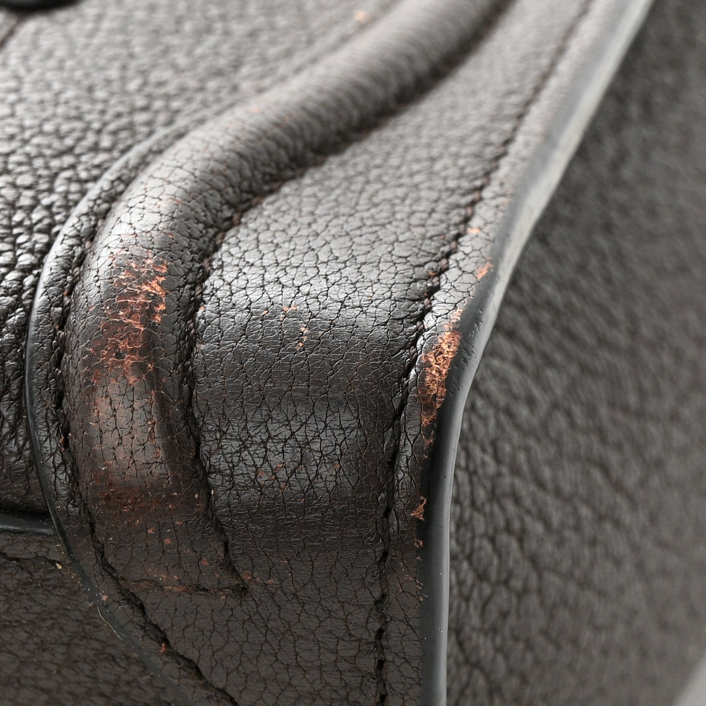 Drummed Calfskin Nano Luggage Brown
