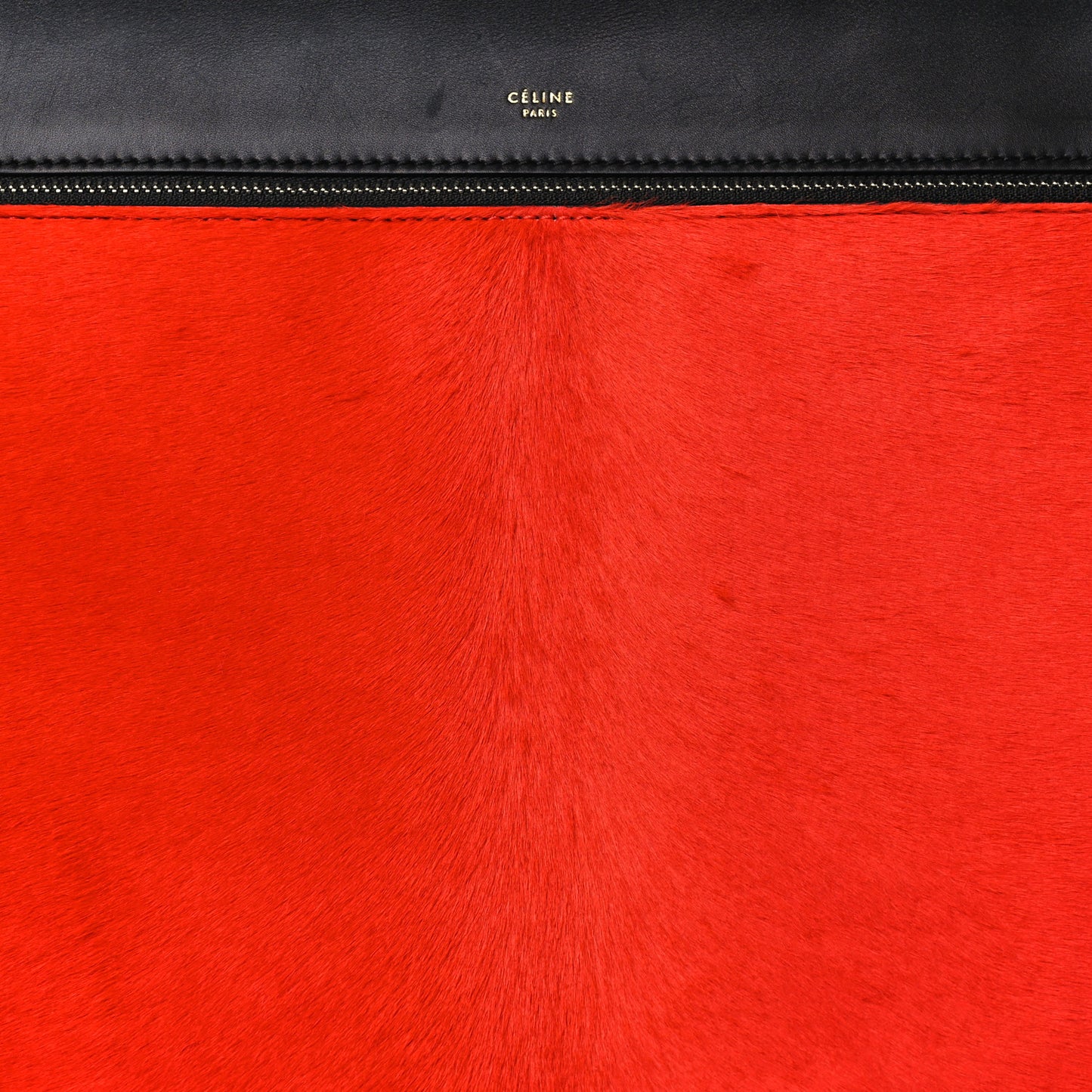 Pony Hair Medium Edge Shoulder Bag Vermillion