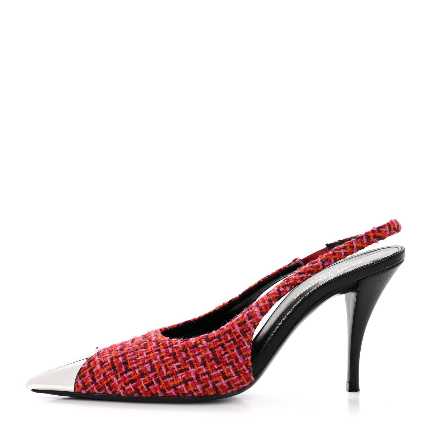 SAINT LAURENT ピンク ハイヒール 37.5 Saint Laurent Tweed Cap Toe Vesper Slingback Pumps 37 Pink