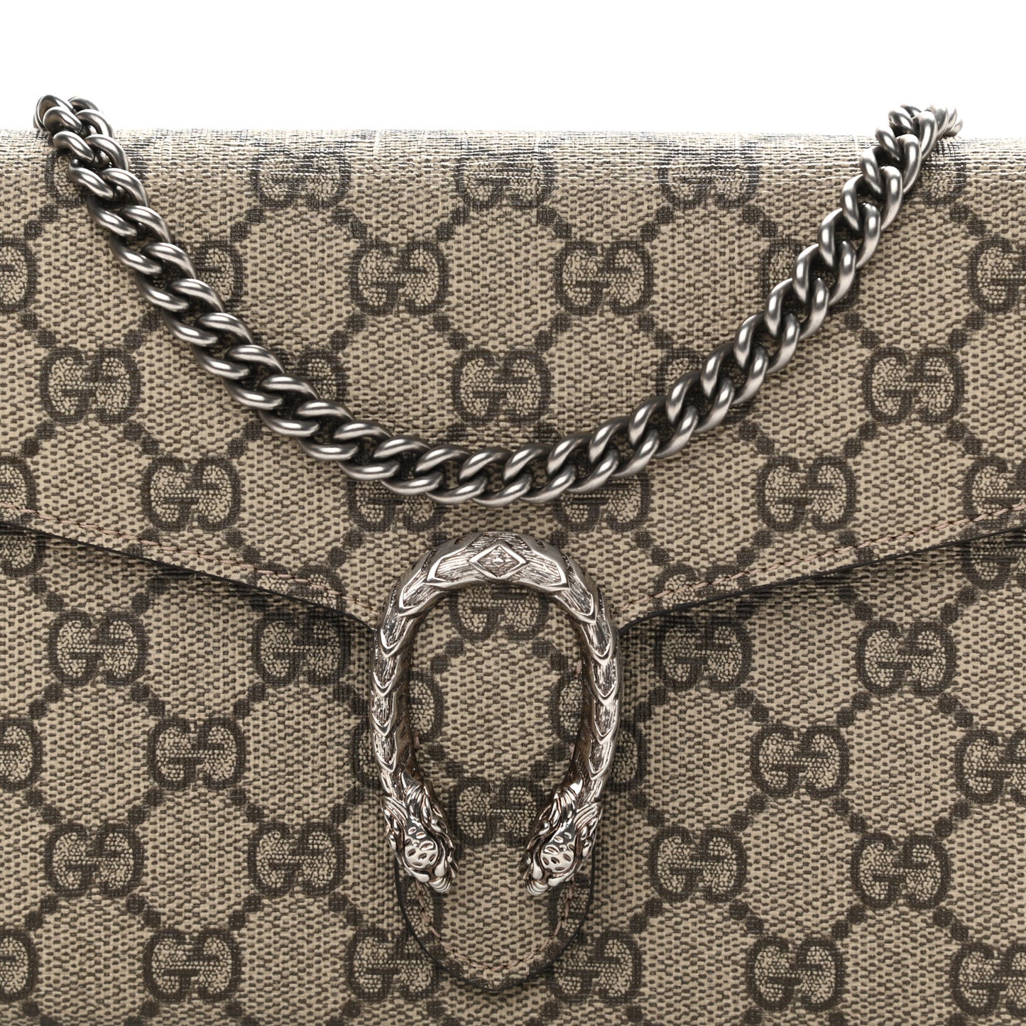 GG Supreme Monogram Mini Dionysus Chain Wallet Beige Vulcanic Red
