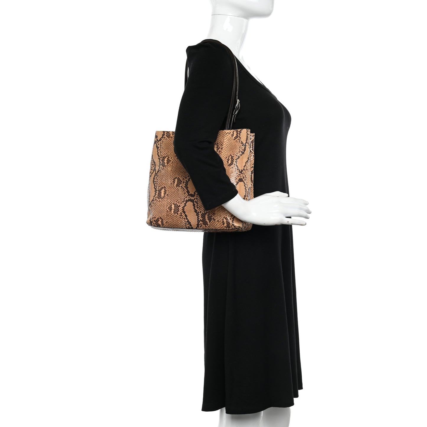 Snakeskin Triangle Shoulder Bag Beige