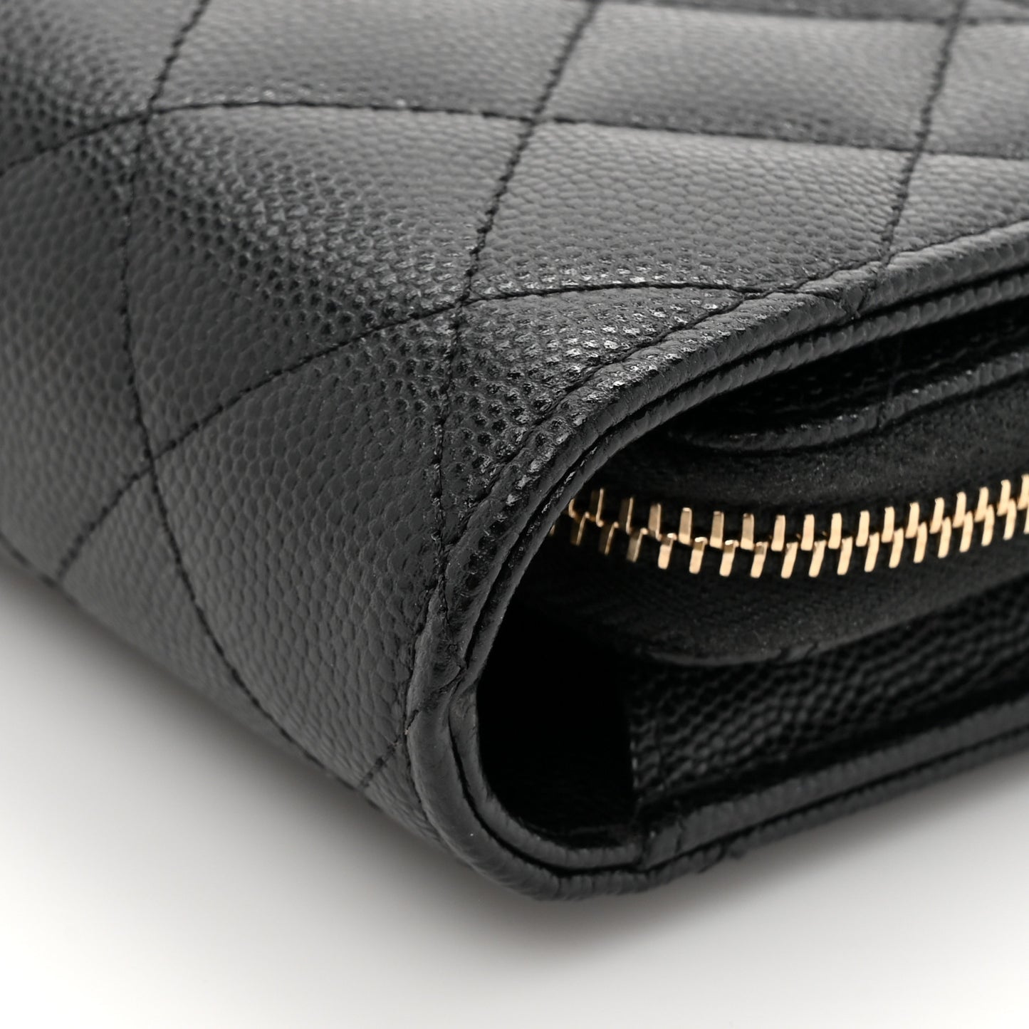 Caviar Quilted Phone Holder Wallet on Removable Chain Black