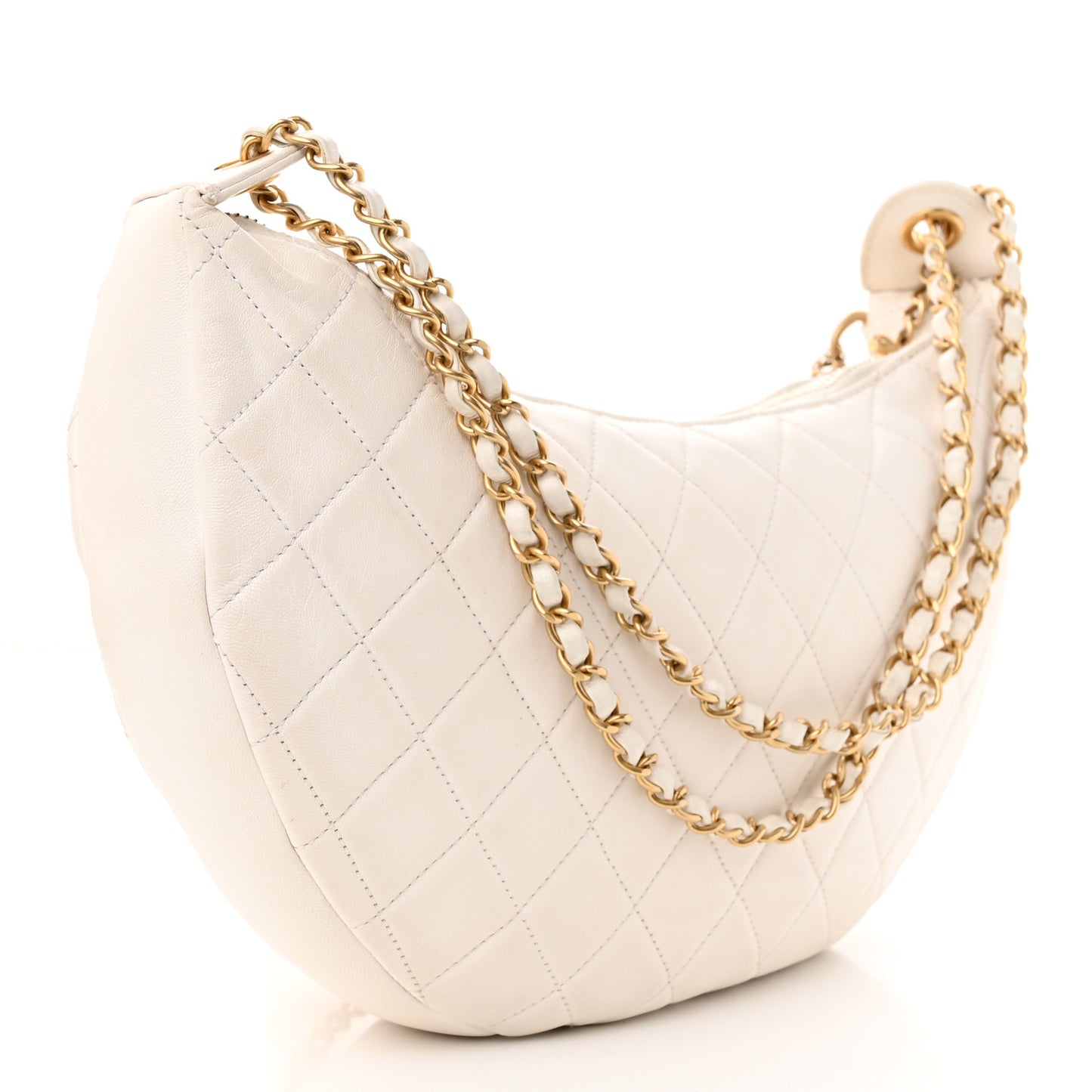 Lambskin Quilted All About Chains Waist Belt Bag White