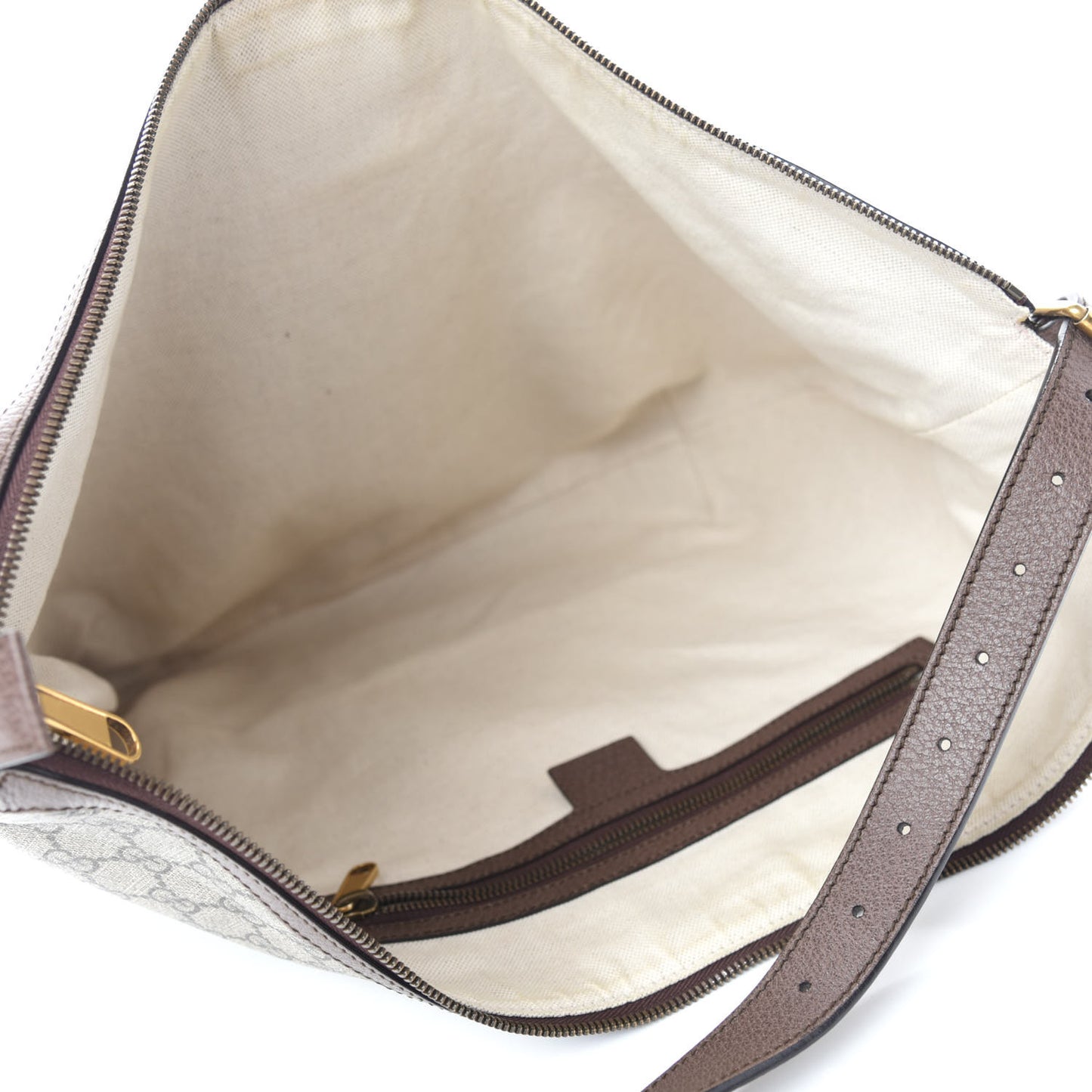 GG Supreme Monogram Web Ophidia Half Moon Hobo Brown