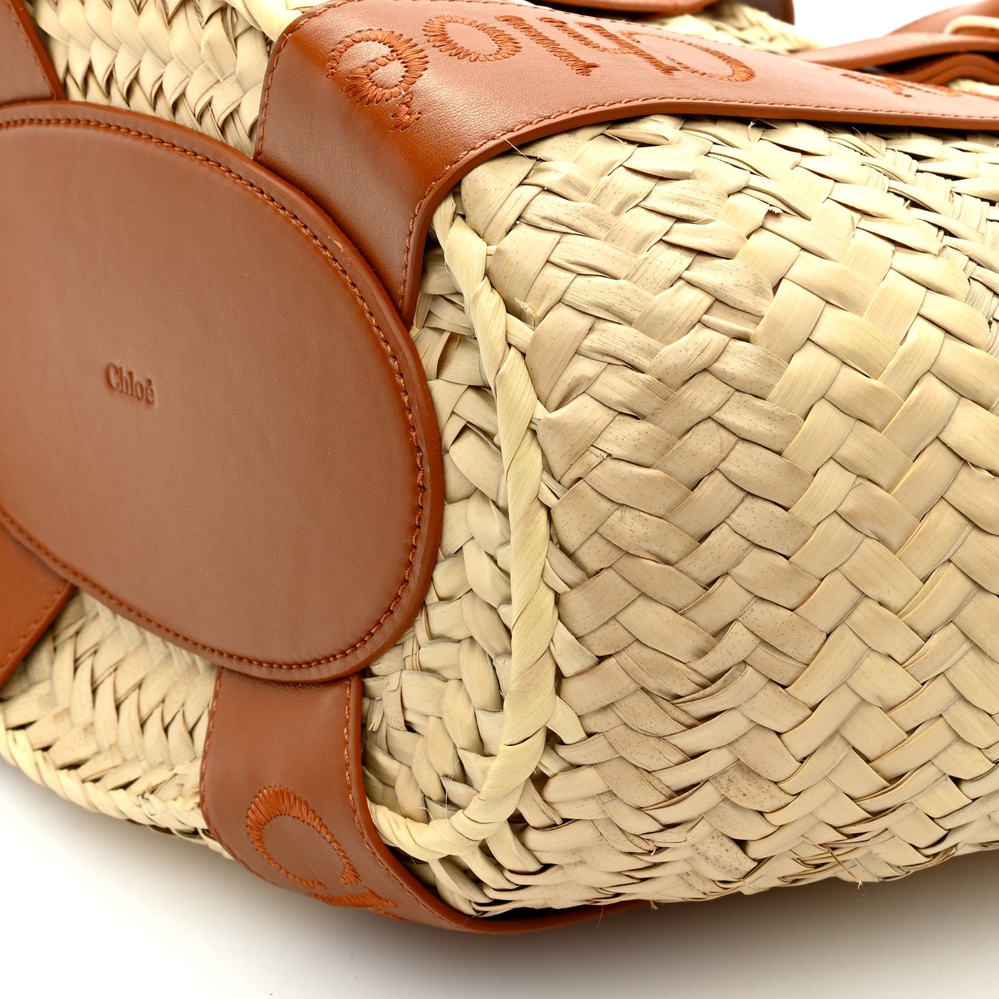 Raffia Smooth Calfskin Medium Sense Basket Caramel