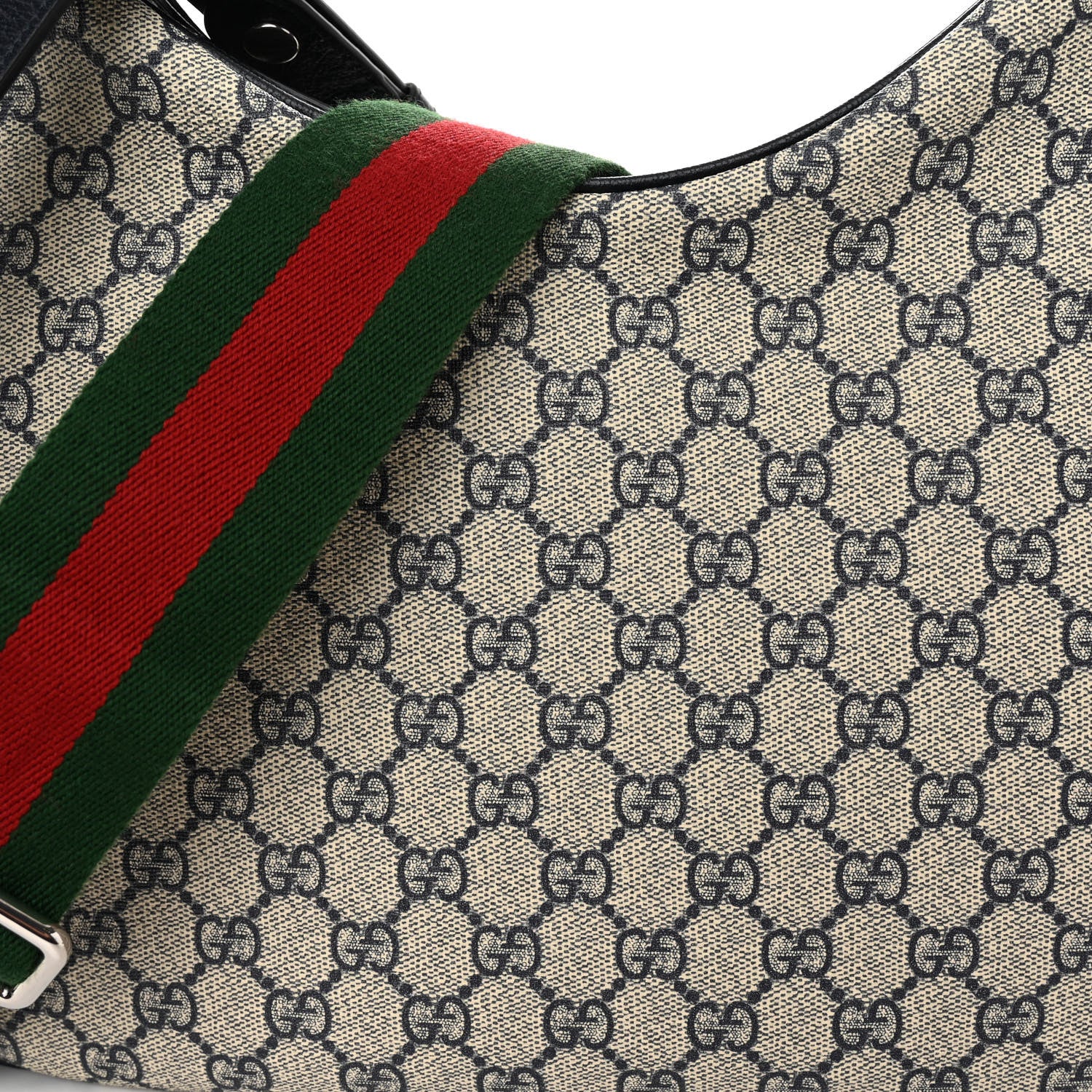 Gucci GG Supreme Monogram Textured Calfskin Web Large Attache Shoulder Bag Beige Blue 7 of 9