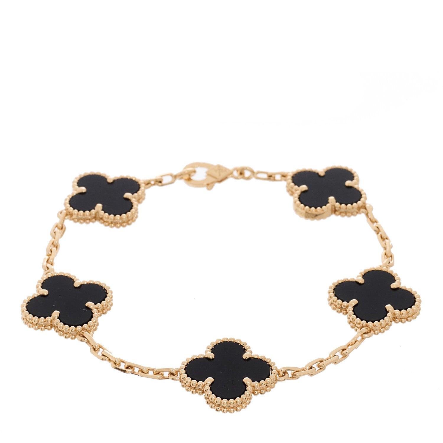 Van Cleef & Arpels 18K Yellow Gold Black Onyx 5 Motifs Vintage