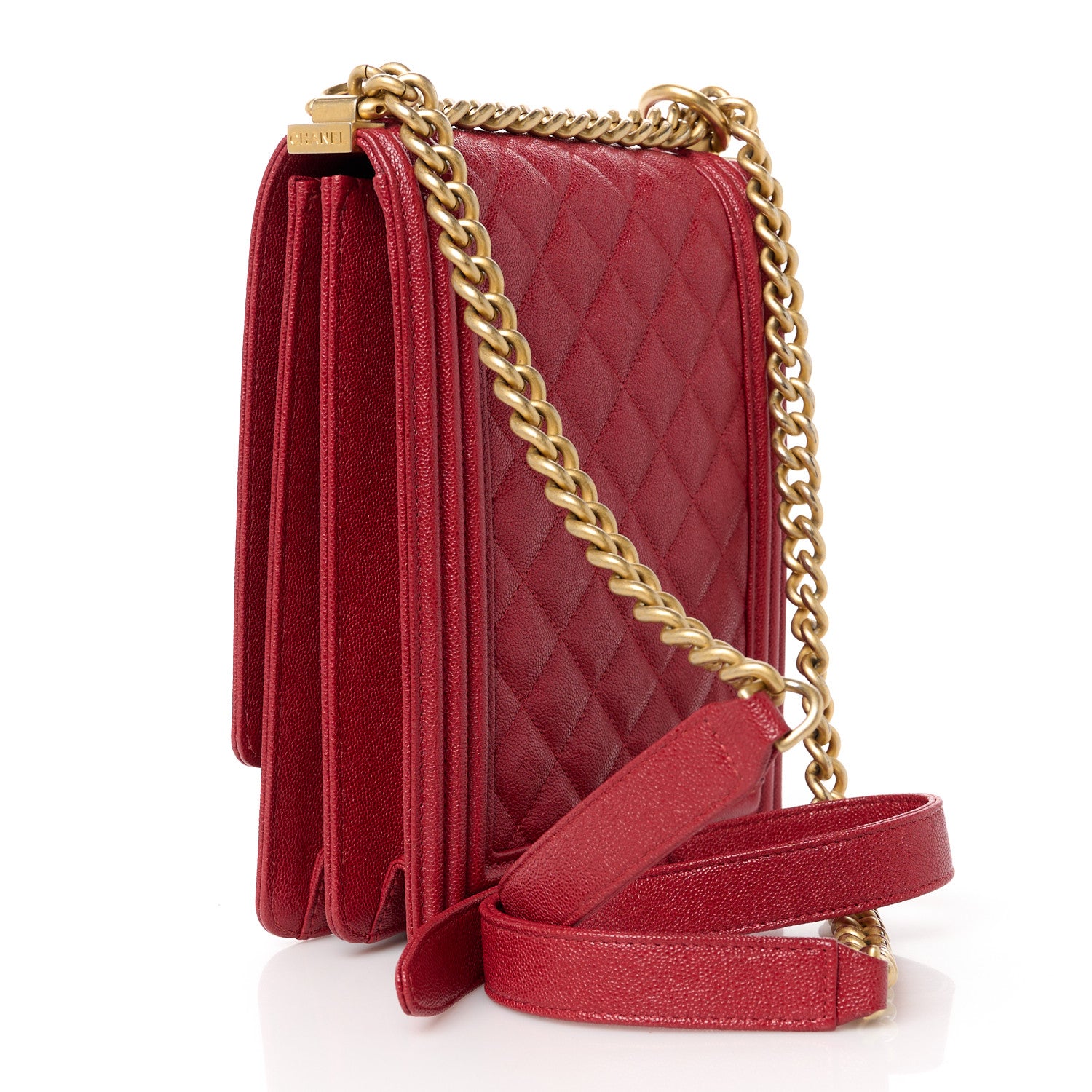 Chanel Caviar Quilted North South Boy Flap Red 3 of 10