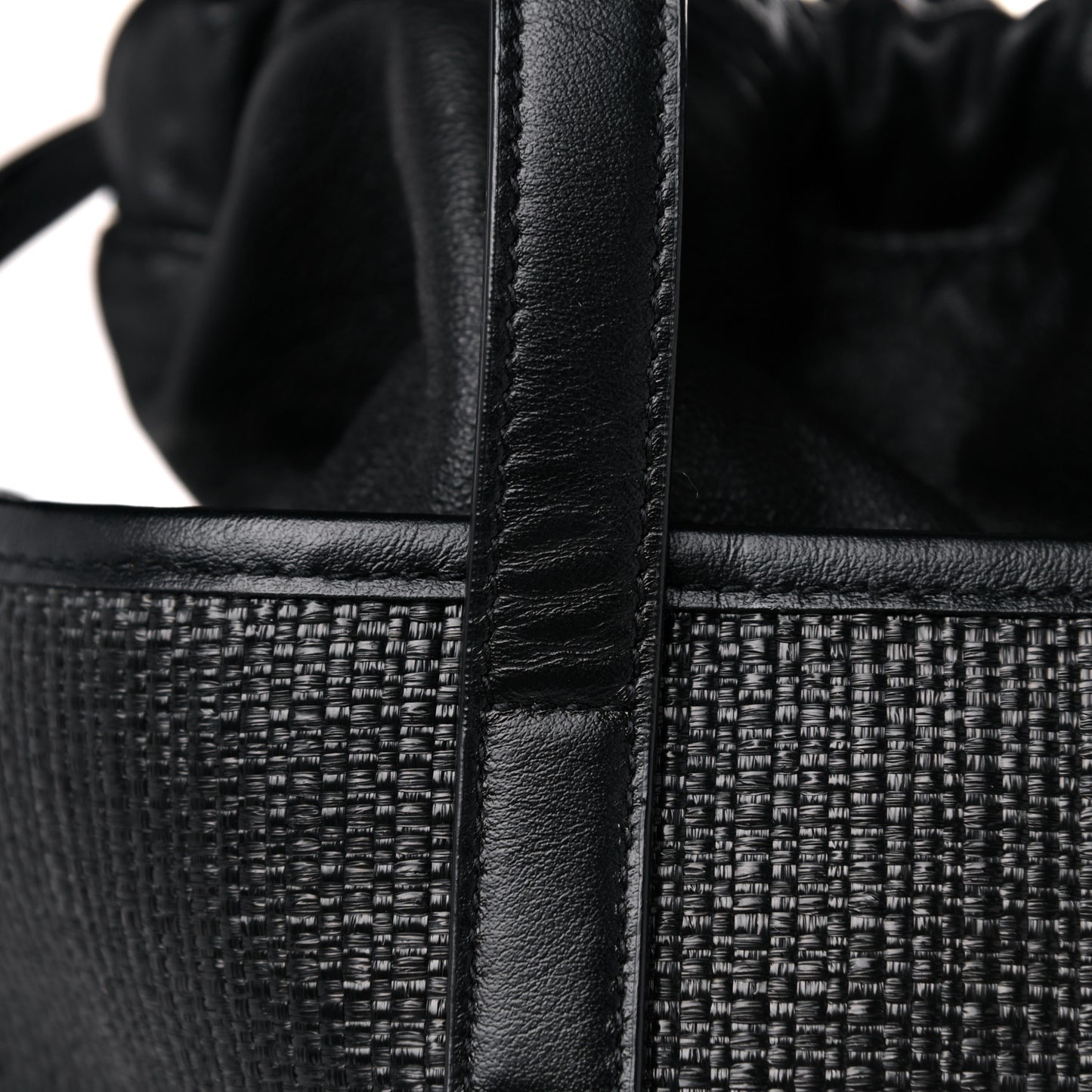 Linen Canvas Teddy Shopping Bag Black