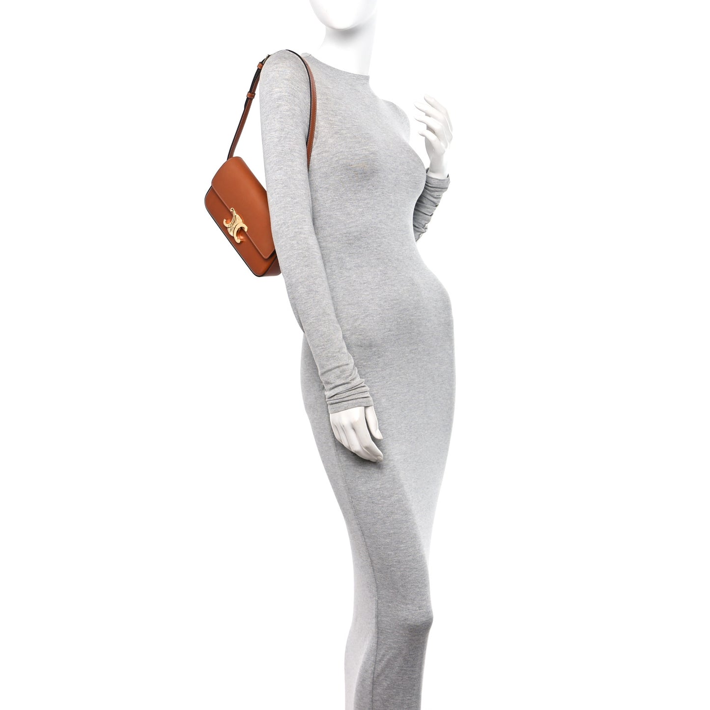 Natural Calfskin Triomphe Shoulder Bag Tan